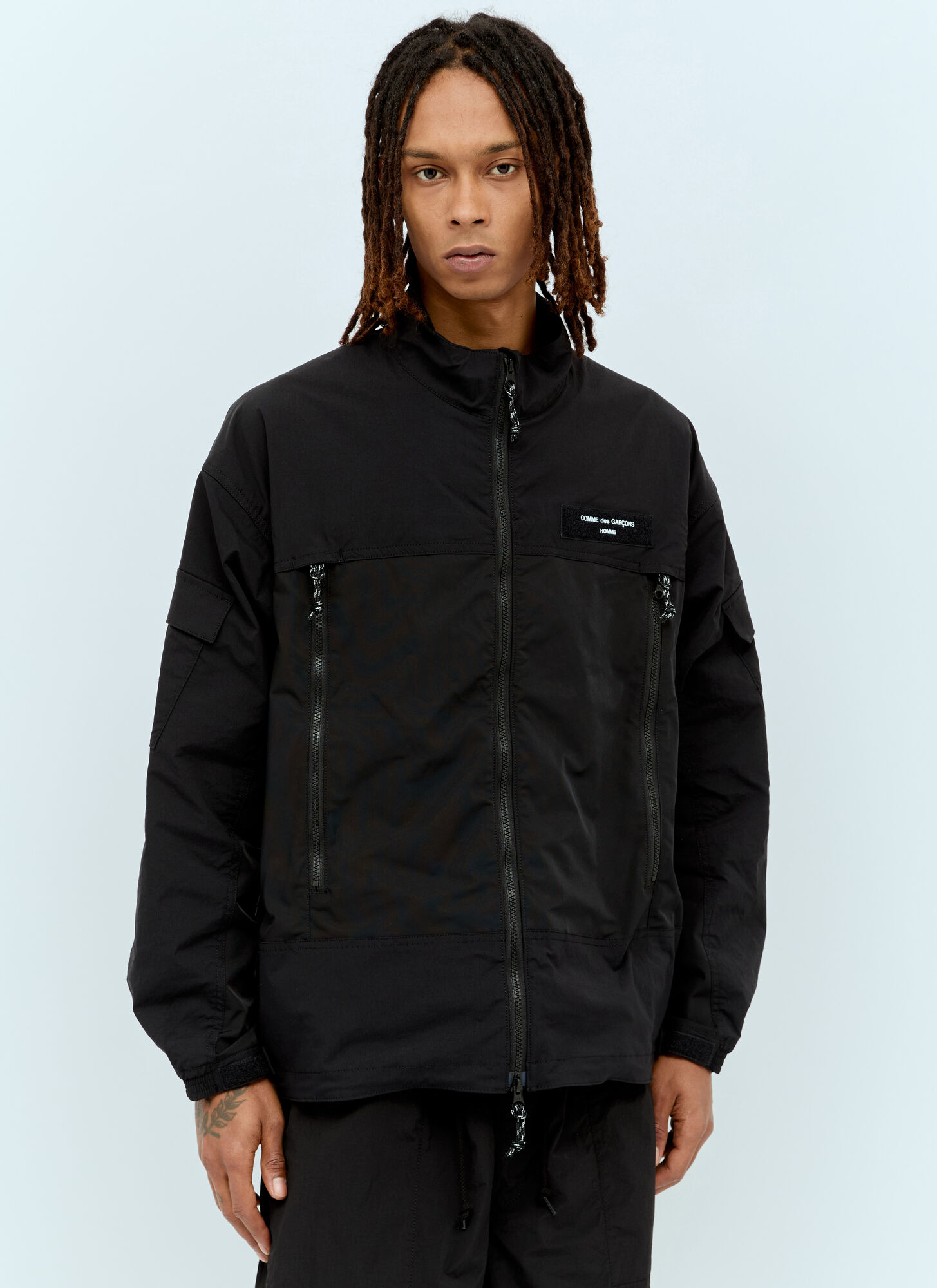 Shop Comme Des Garçons Homme Deux Logo Applique Technical Jacket In Black