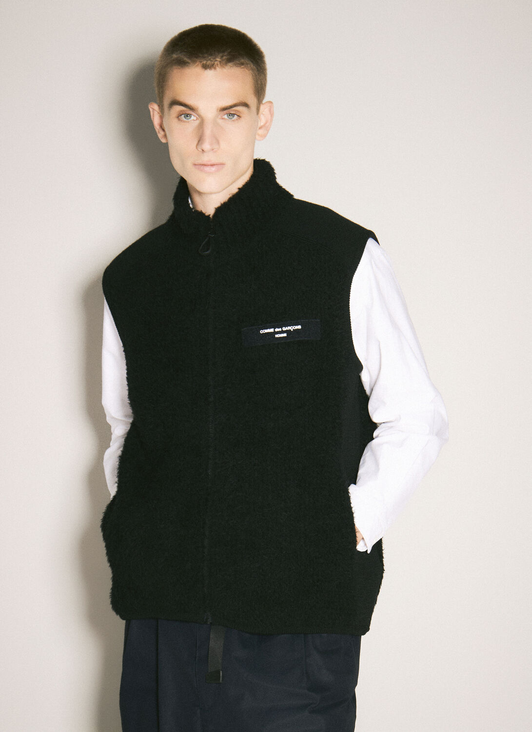 Comme Des Garçons Homme Deux Wool-blend Vest In Black