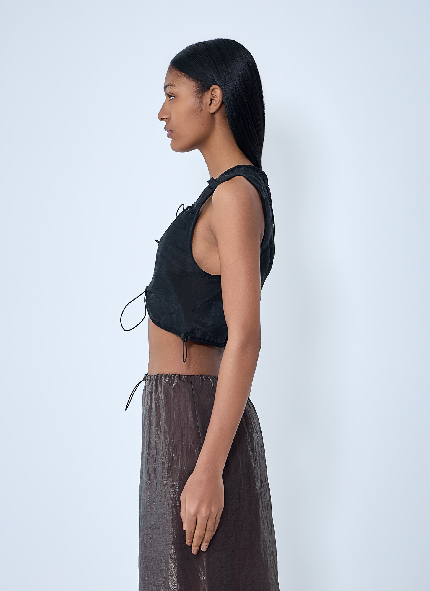  Cecilie Bahnsen Cecilie Bahnsen Mesh Panel Crop Top - Frau Tops Black Xs - S 