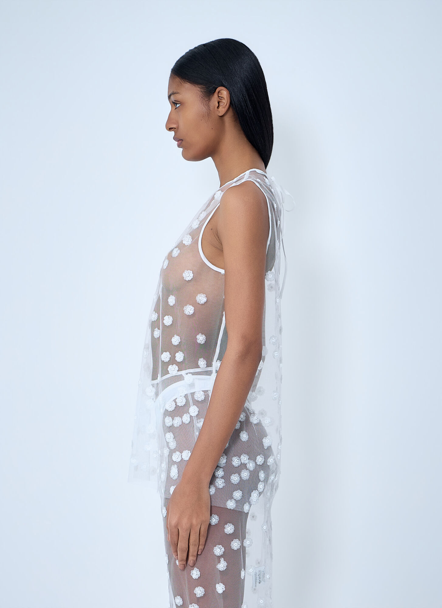  Cecilie Bahnsen Cecilie Bahnsen Embroidered Sheer Overlay Dress - Frau Tops White Uk - 08 