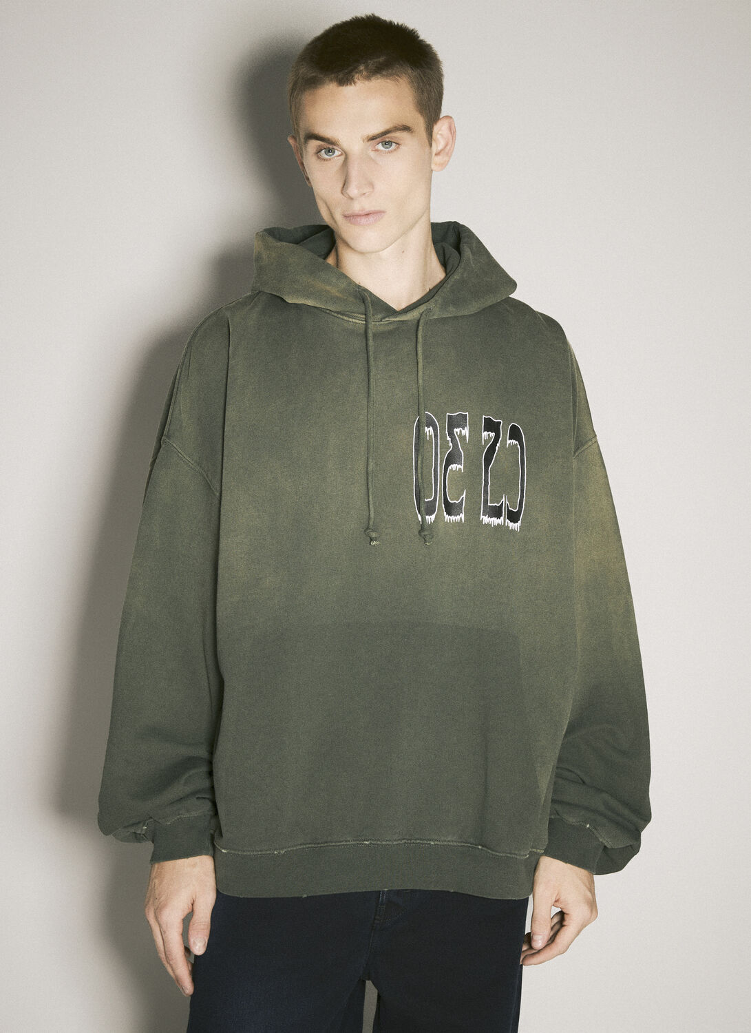 032c Spliced Bubble Hooded Sweatshirt In Olive