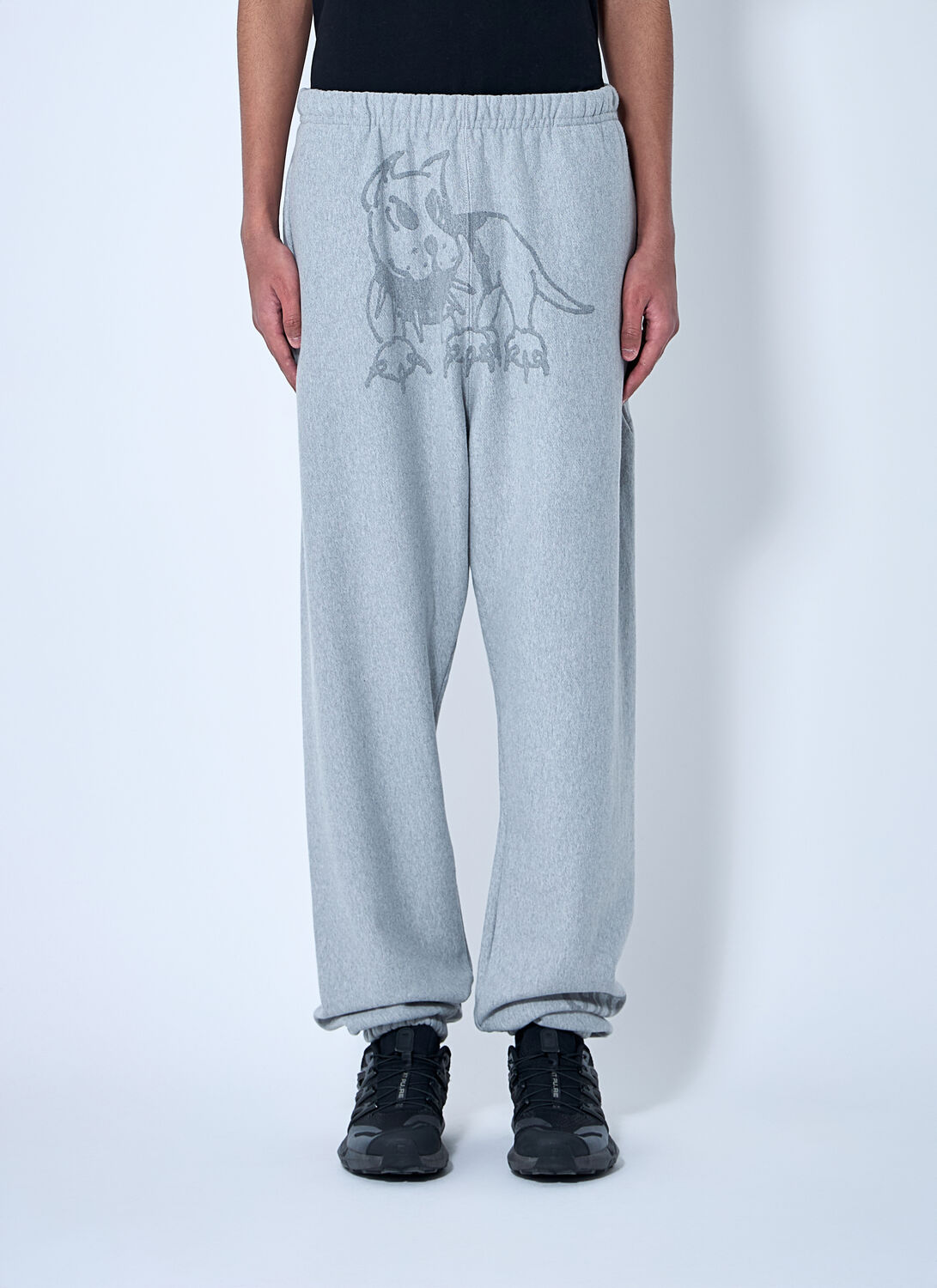 Chito Reflective Graphic Print Track Pants In Light Grey