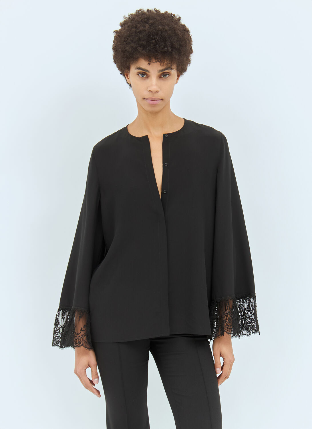 Chloé Women Collarless Fluid Blouse In Black