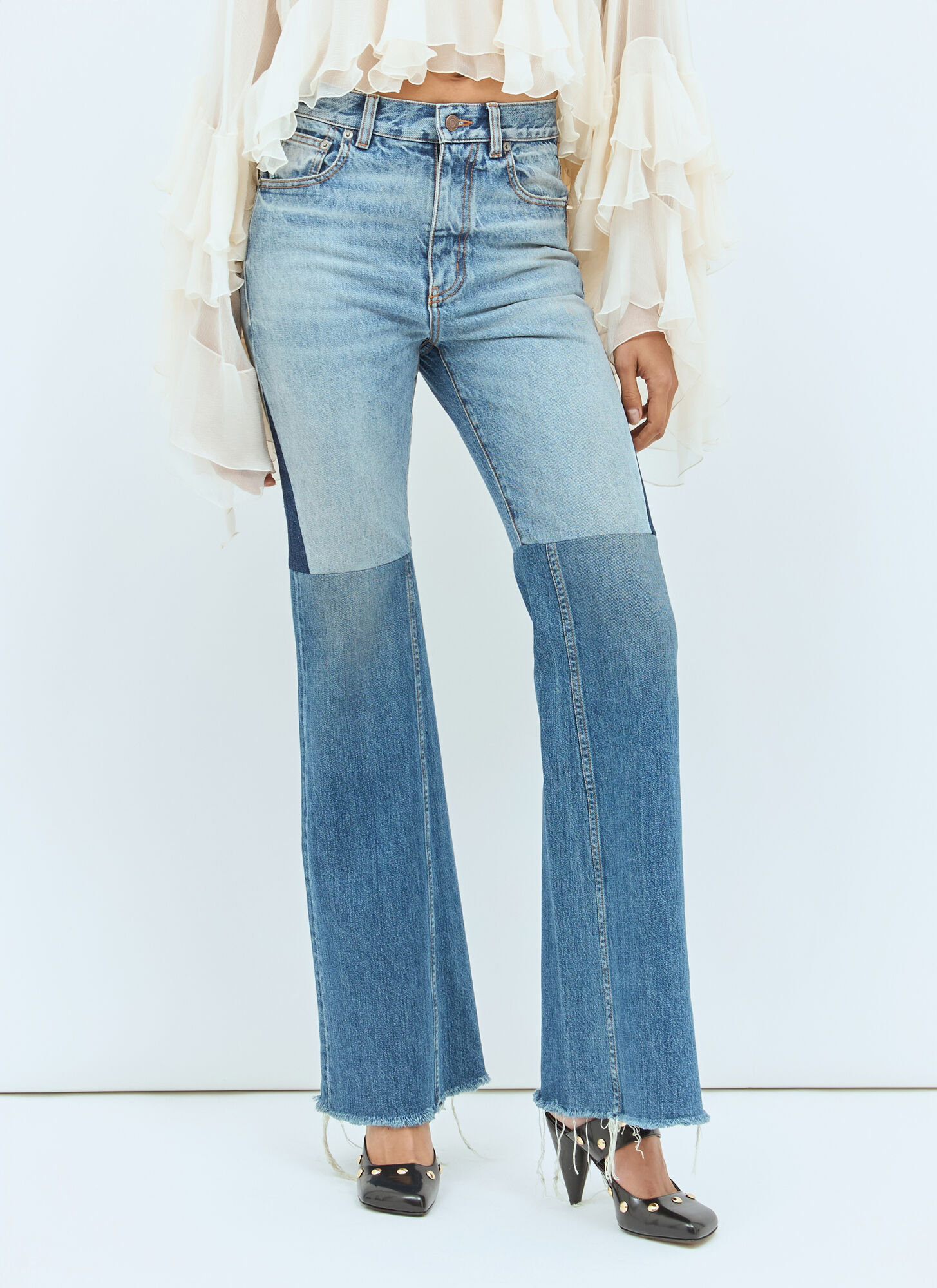 Chloé Women's Blue Flared Patchwork Jeans - Woman Jeans 27