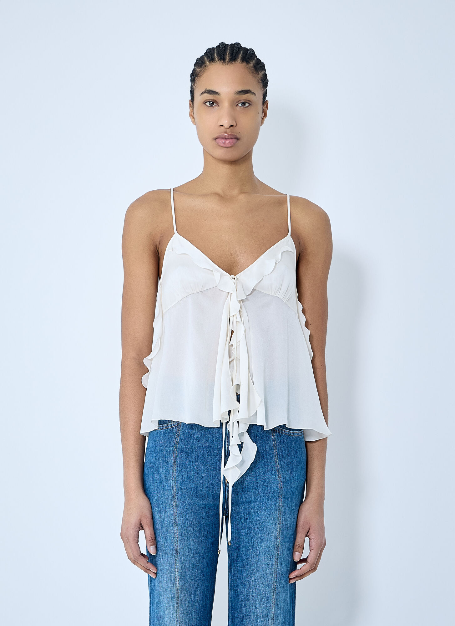 Chloé Women Silk Crop Top In White