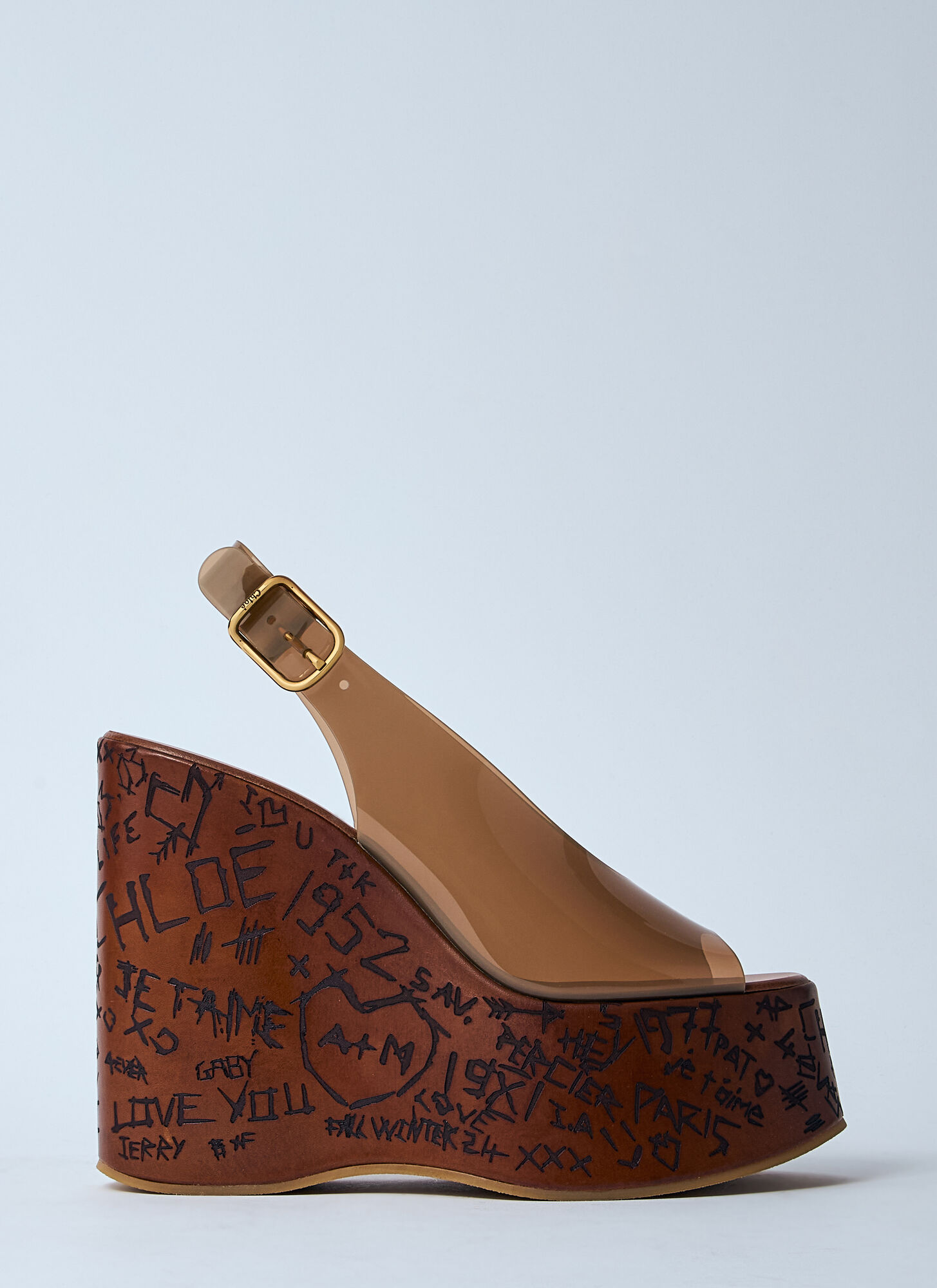 Shop Chloé Maxime Wedge Sandals In Brown