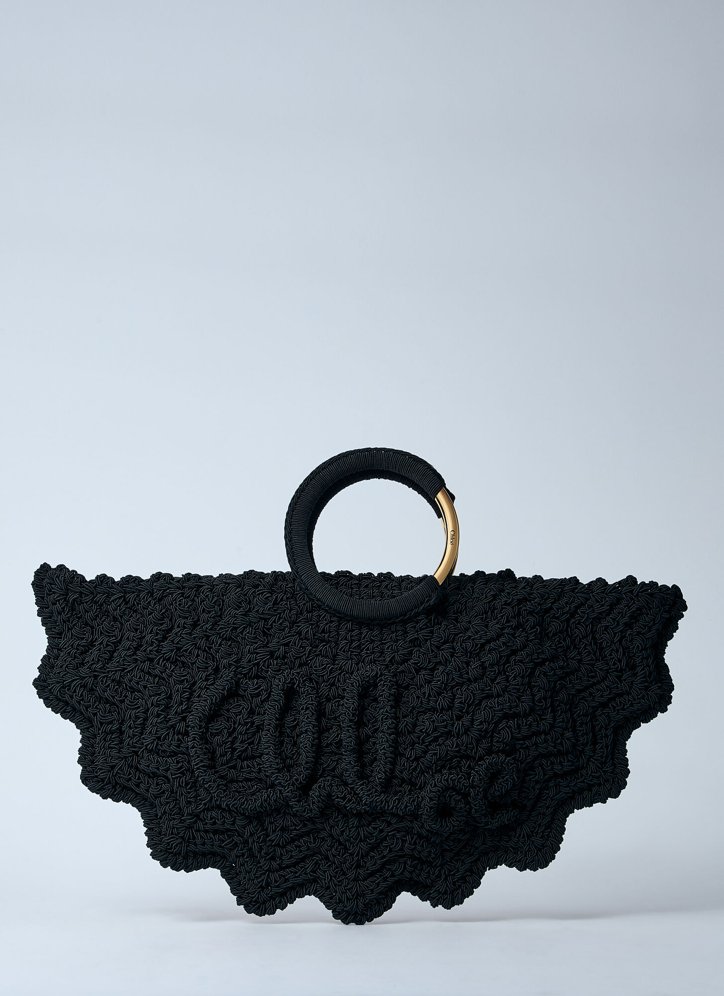 Chlo Small Bracelet Paravent Crochet Tote Bag - Woman Handbags Black One Size