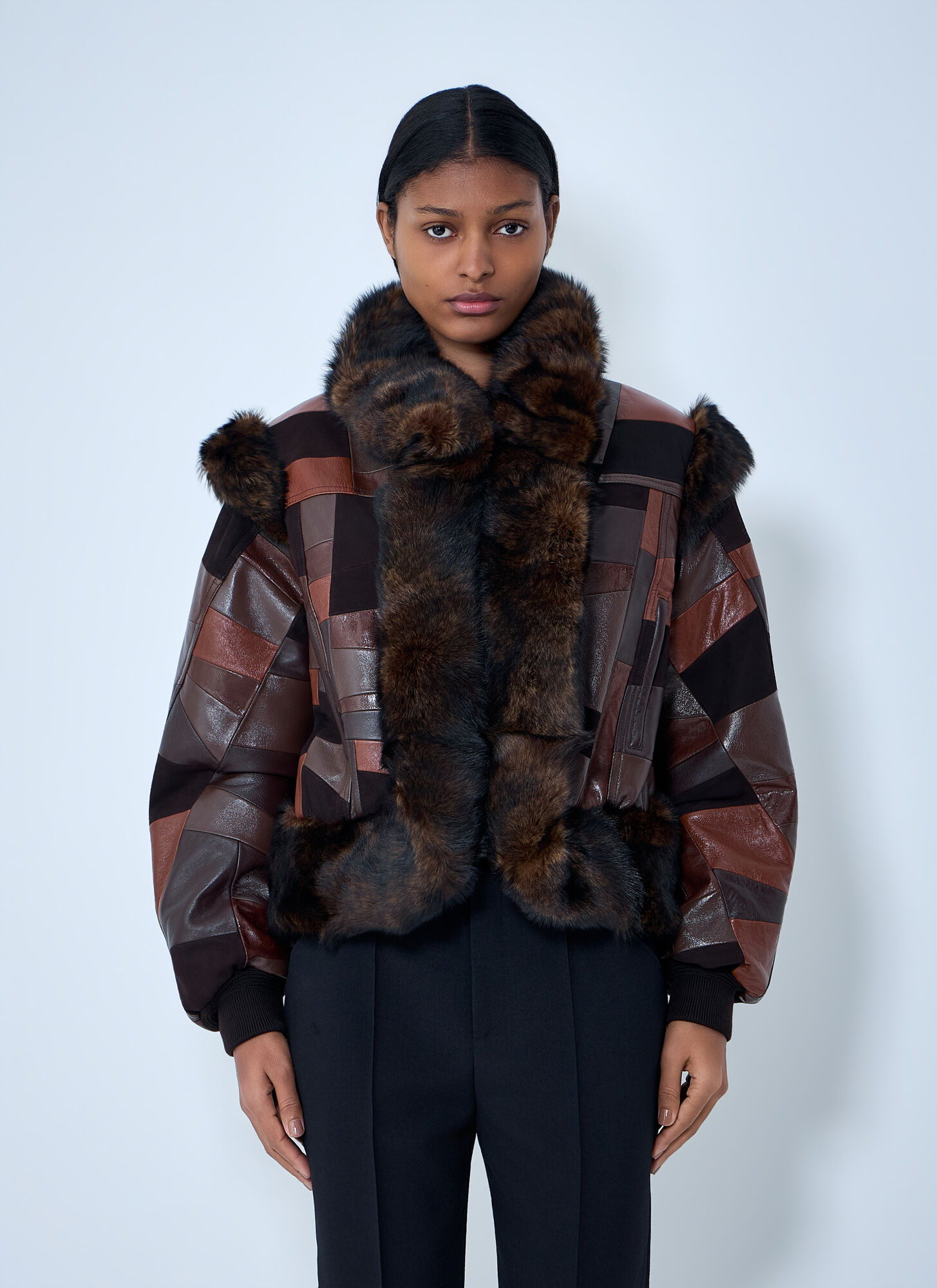 Chloé Women's Brown Patchwork Leather Jacket - Woman Jackets Fr - 36