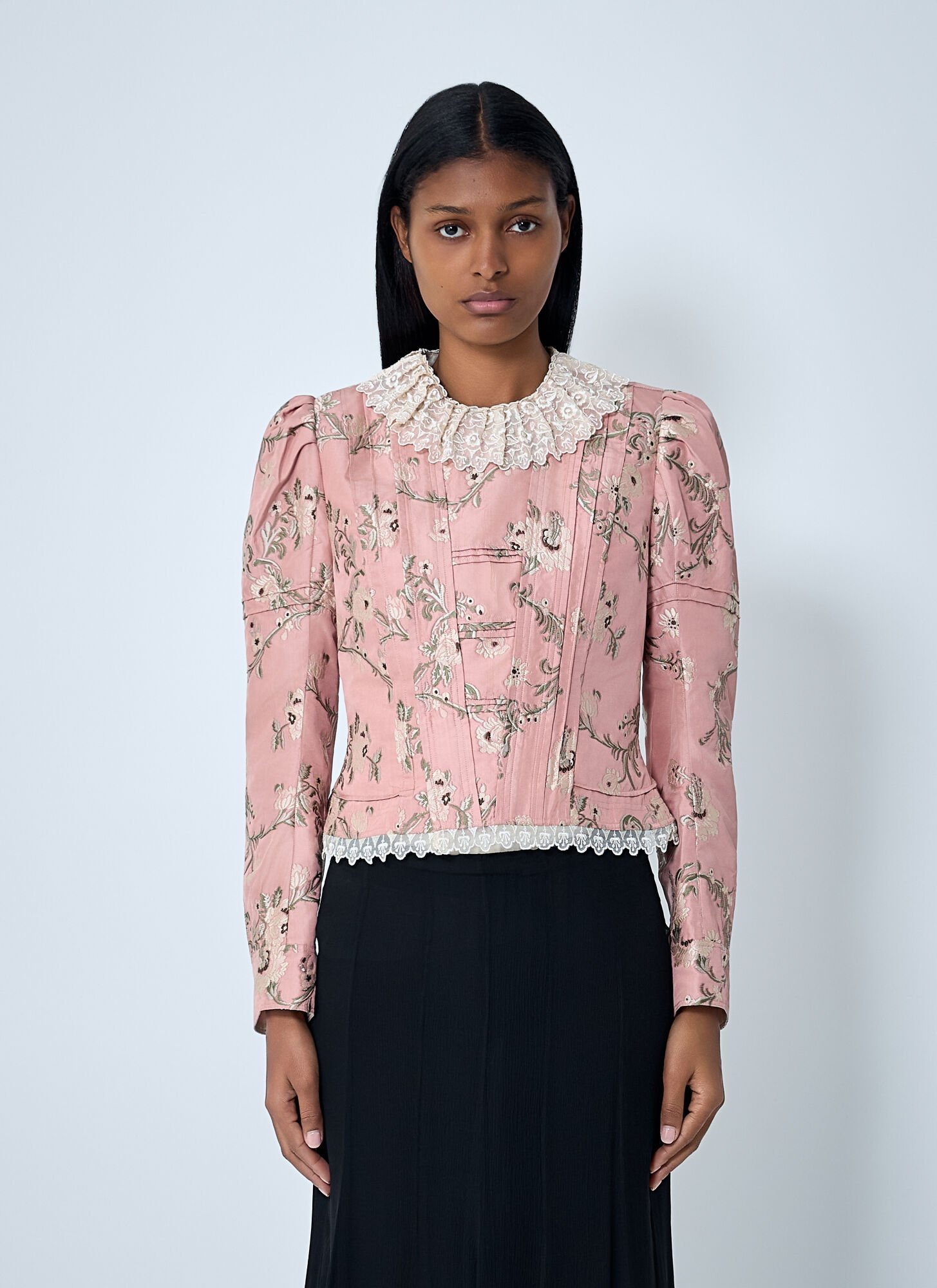 Chloé Jacquared Taffeta And Lace Jacket In Pink