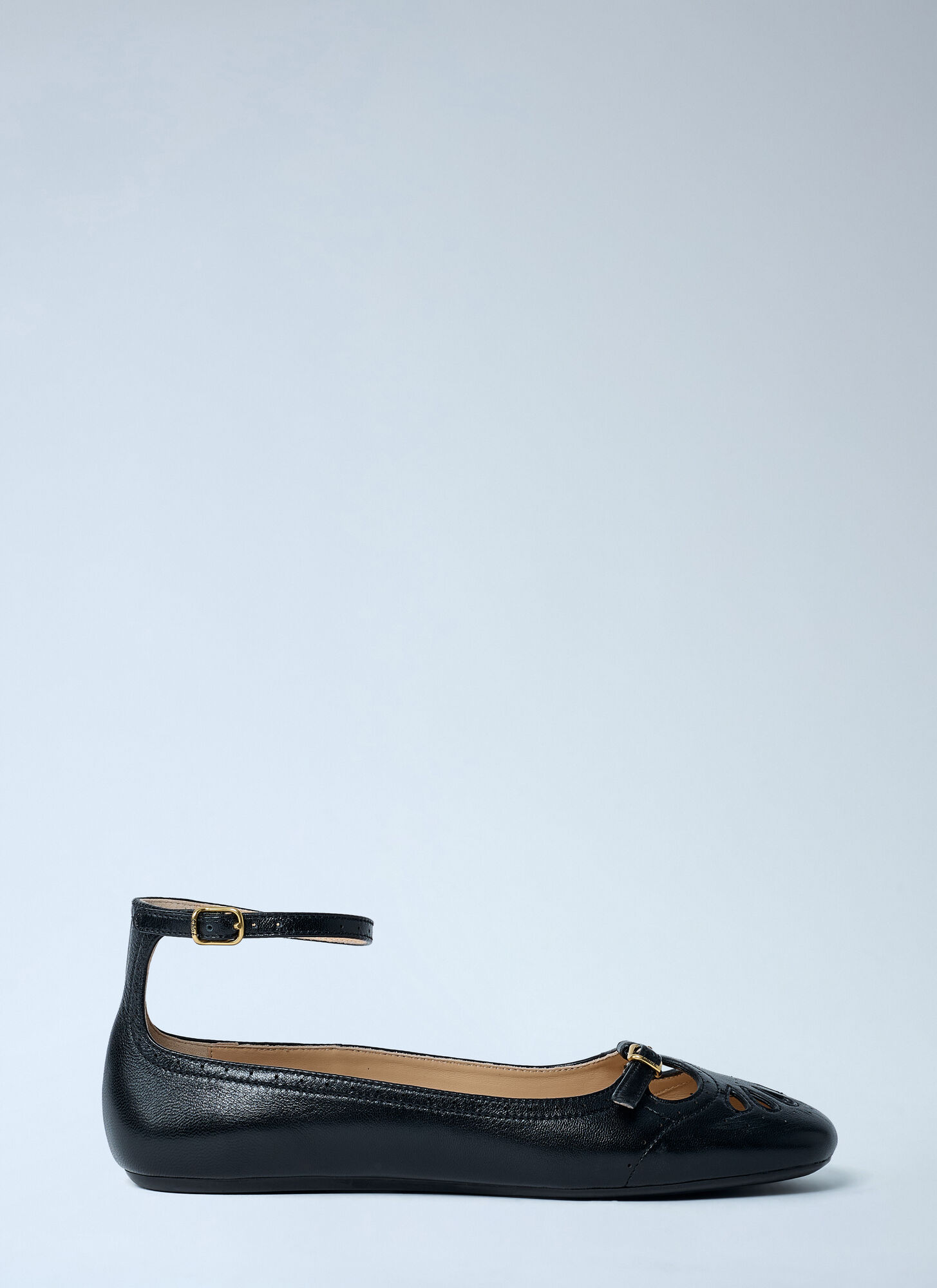 Chloé Leather Ballerina Shoes Featuring Buckle Detail In Black