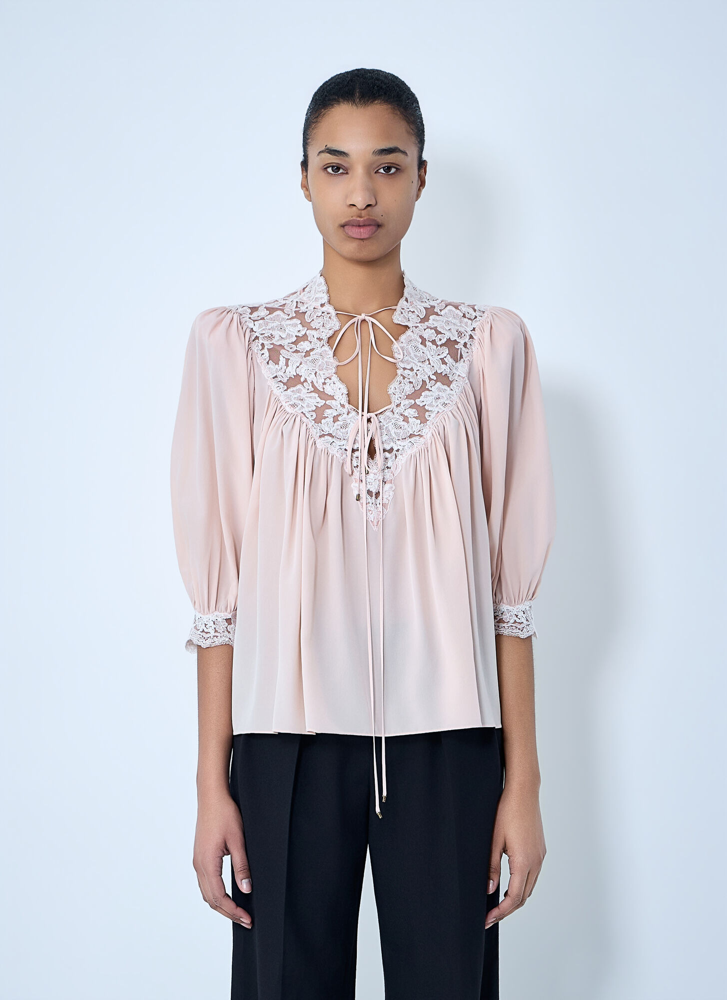 Chloé Women's Pink Lace Trim Blouse - Woman Shirts Fr - 38