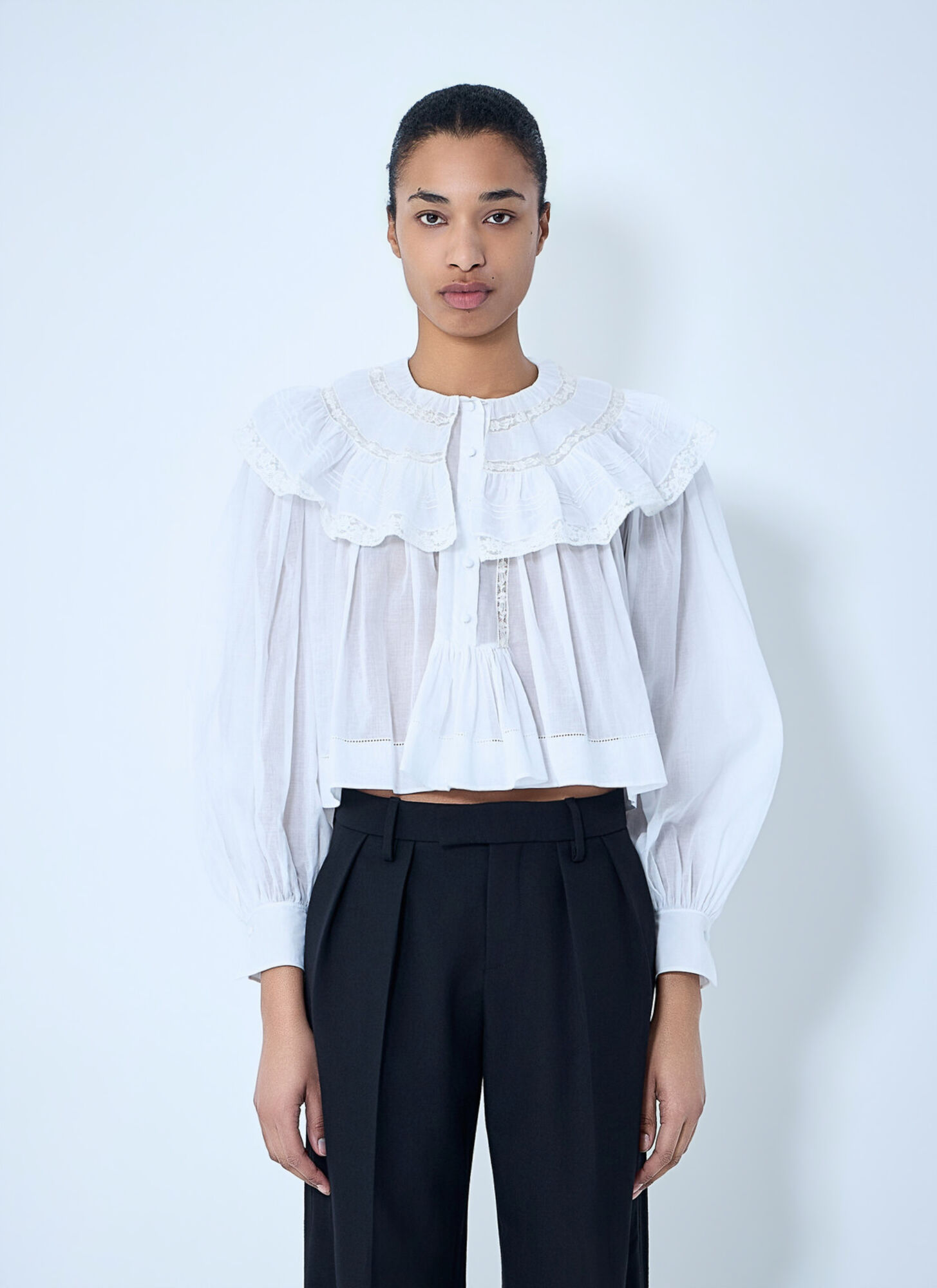Chloe Donna Chloé Blusa In Voile Di Cotone Con Pizzo Bianco It Taglia 44- Mytheresa - Immagine 3