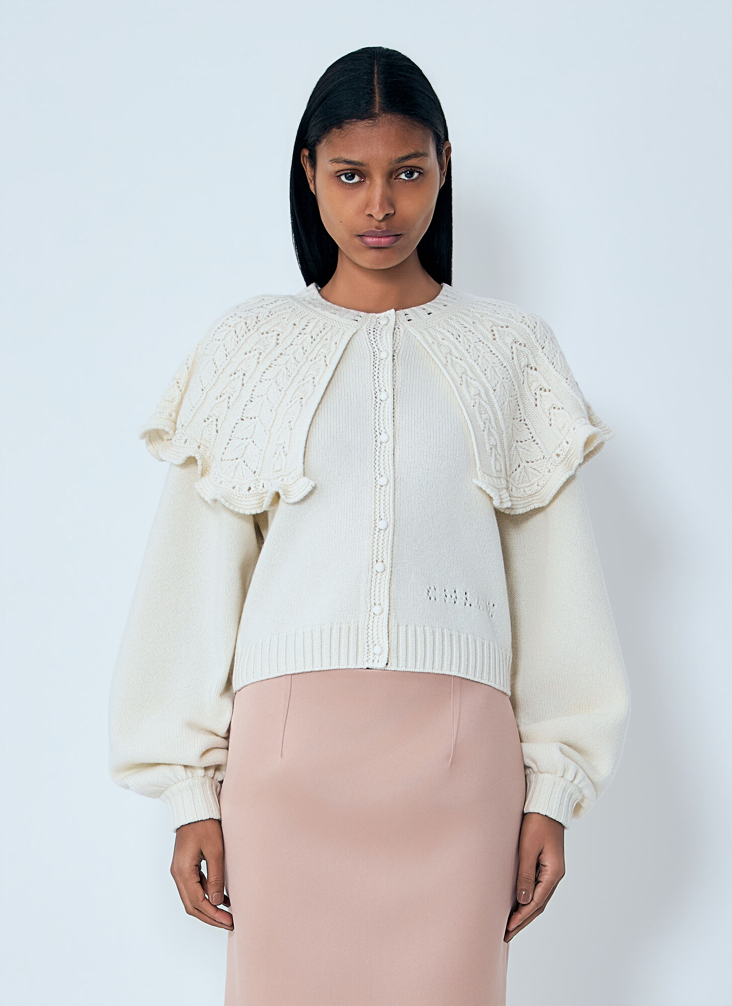 Chloé Women's White Wool-And-Cashmere-Blend Cardigan - Woman Knitwear M