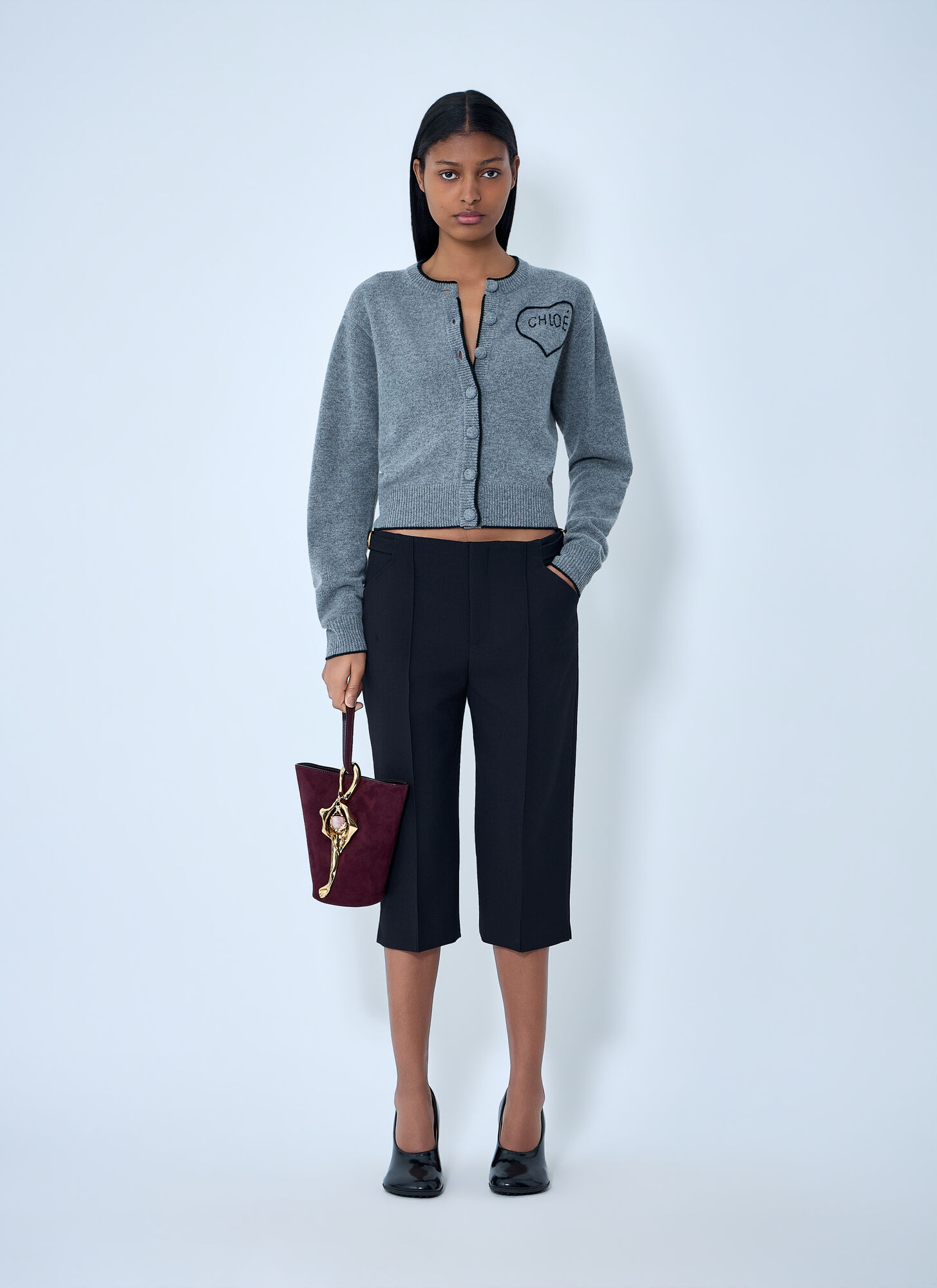  Chloé Chloé Logo Motif Cardigan - Frau Strick Grey S 