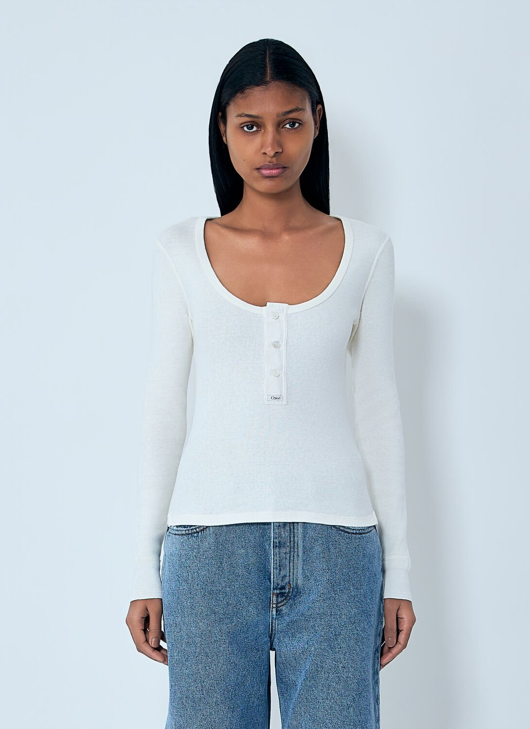 Chloé Henley T-shirt In White