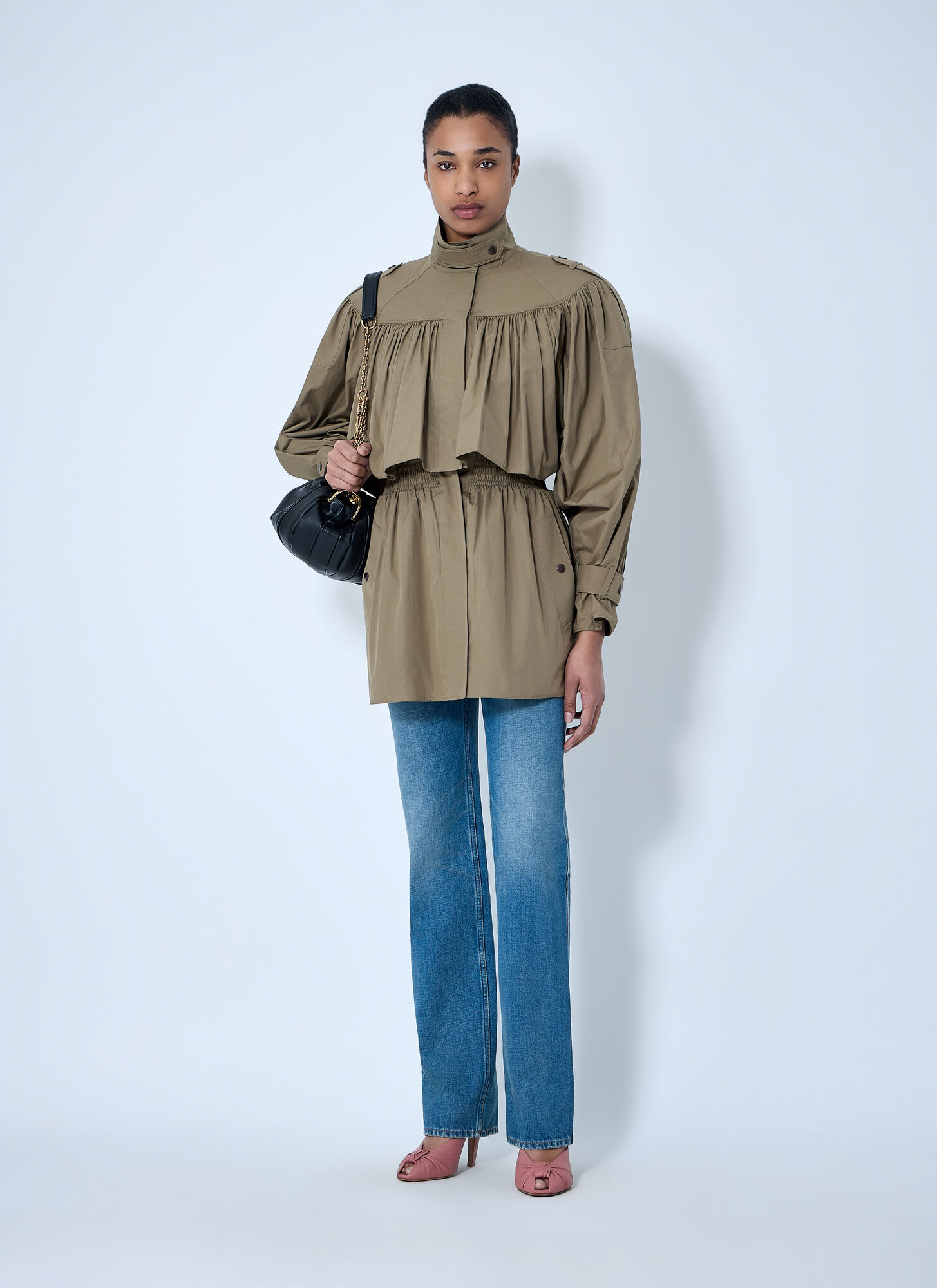  Chloé Chloé Gathered High-collar Jacket - Woman Jackets Olive Fr - 34 