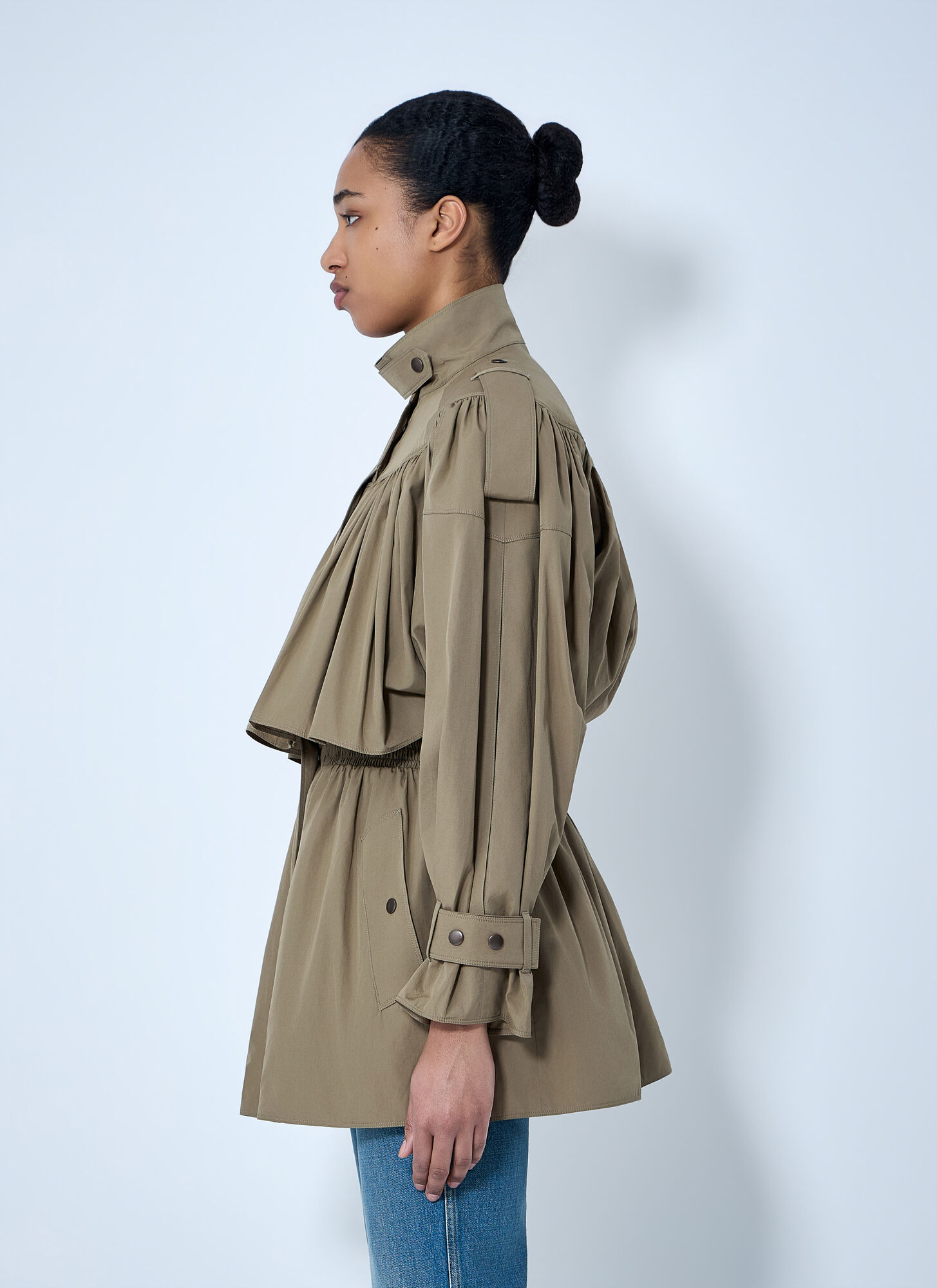  Chloé Chloé Gathered High-collar Jacket - Woman Jackets Olive Fr - 34 