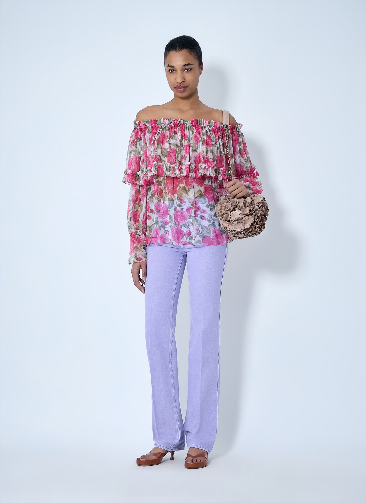  Chloé Chloé Off-shoulder Floral Blouse - Frau Hemden Pink Fr - 36 