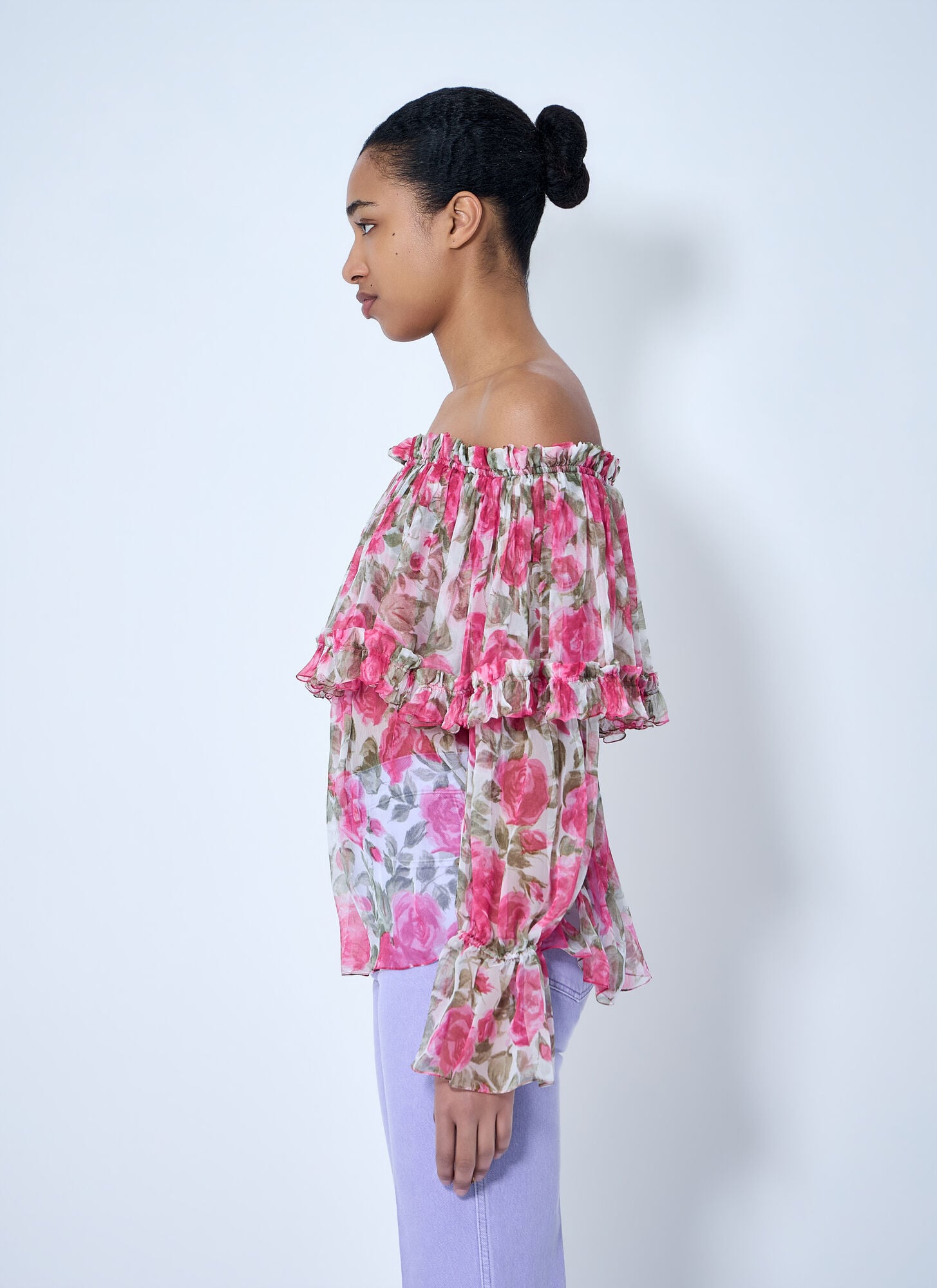  Chloé Chloé Off-shoulder Floral Blouse - Frau Hemden Pink Fr - 36 