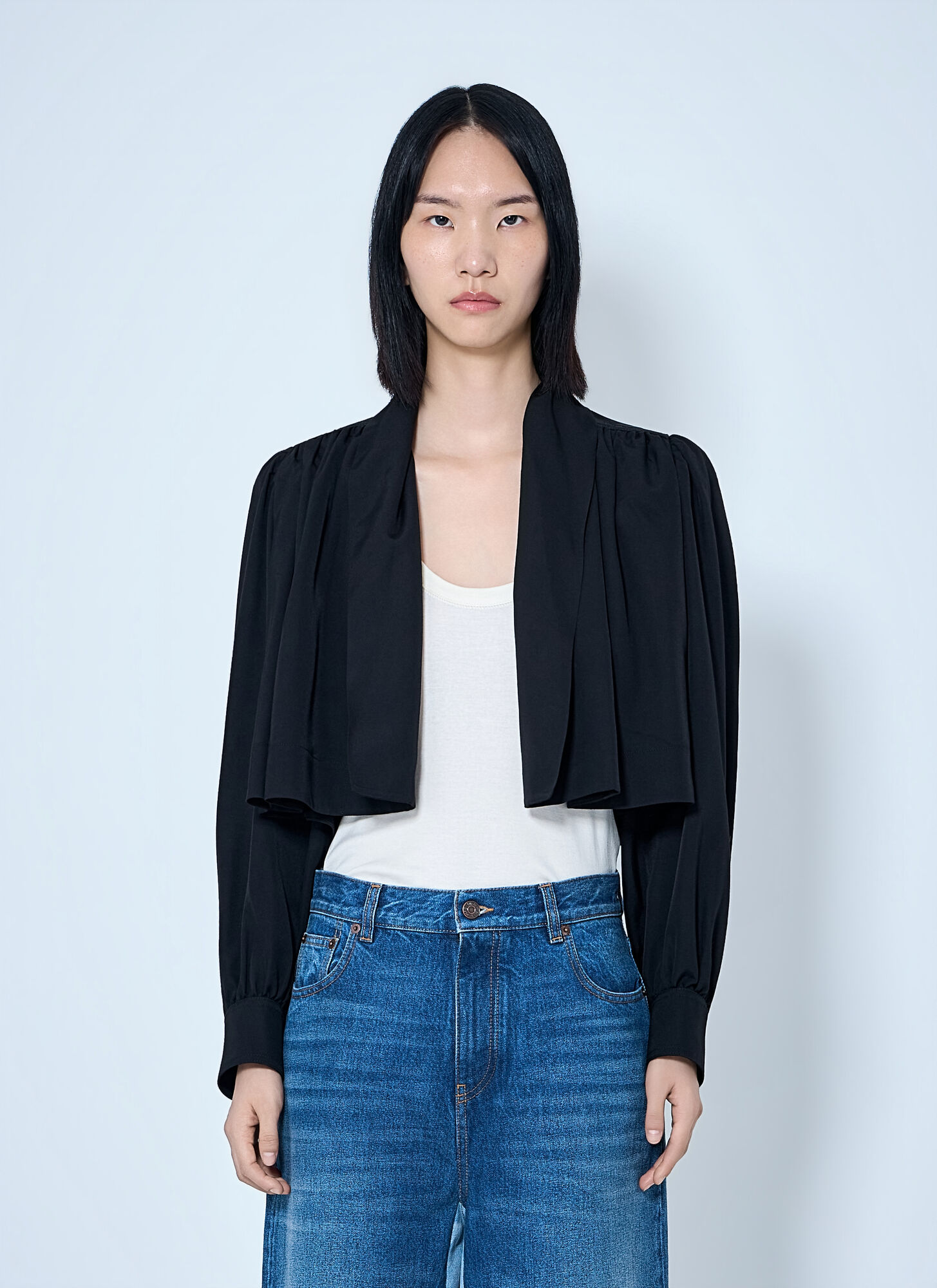 Chloé Women's Black Gathered Cropped Jacket - Woman Jackets Fr - 34