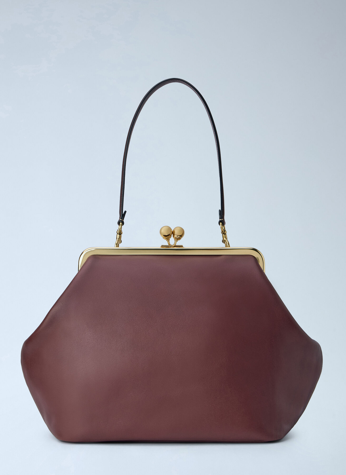 Coach Large Kisslock Frame Bag In Dark Brown