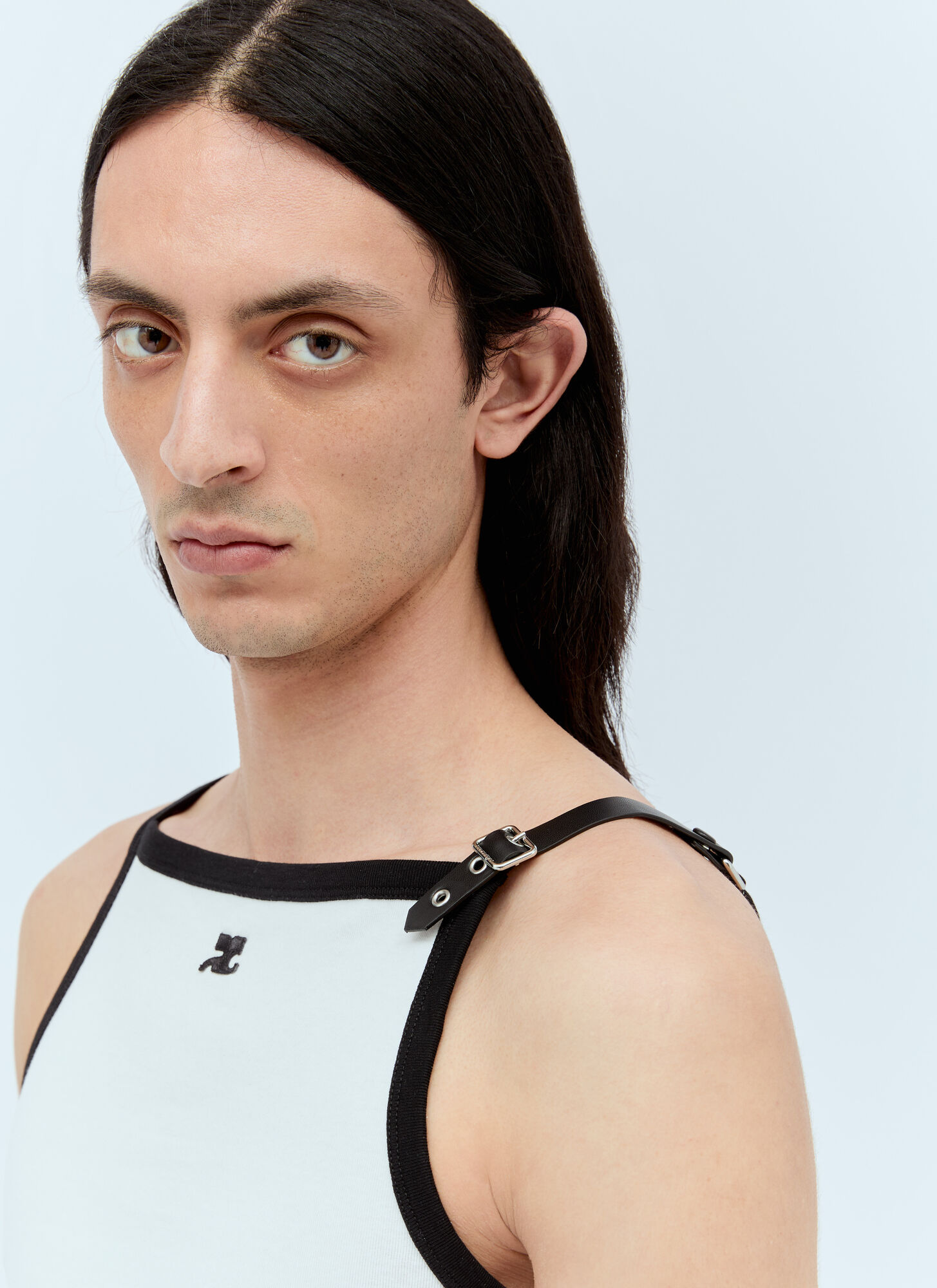  Courrèges Courrèges Buckle Contrast Tank Top - Mann Tops White Xl 