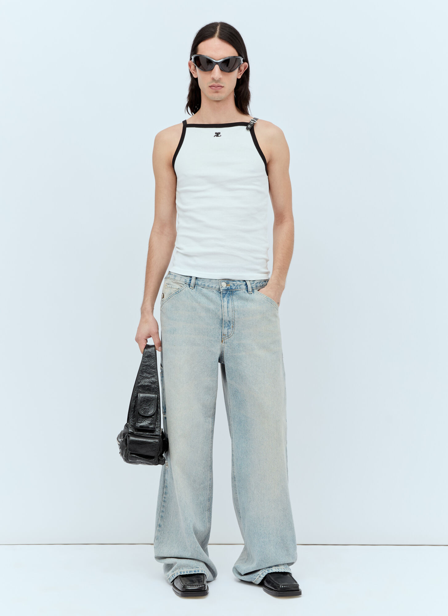  Courrèges Courrèges Buckle Contrast Tank Top - Mann Tops White Xl 