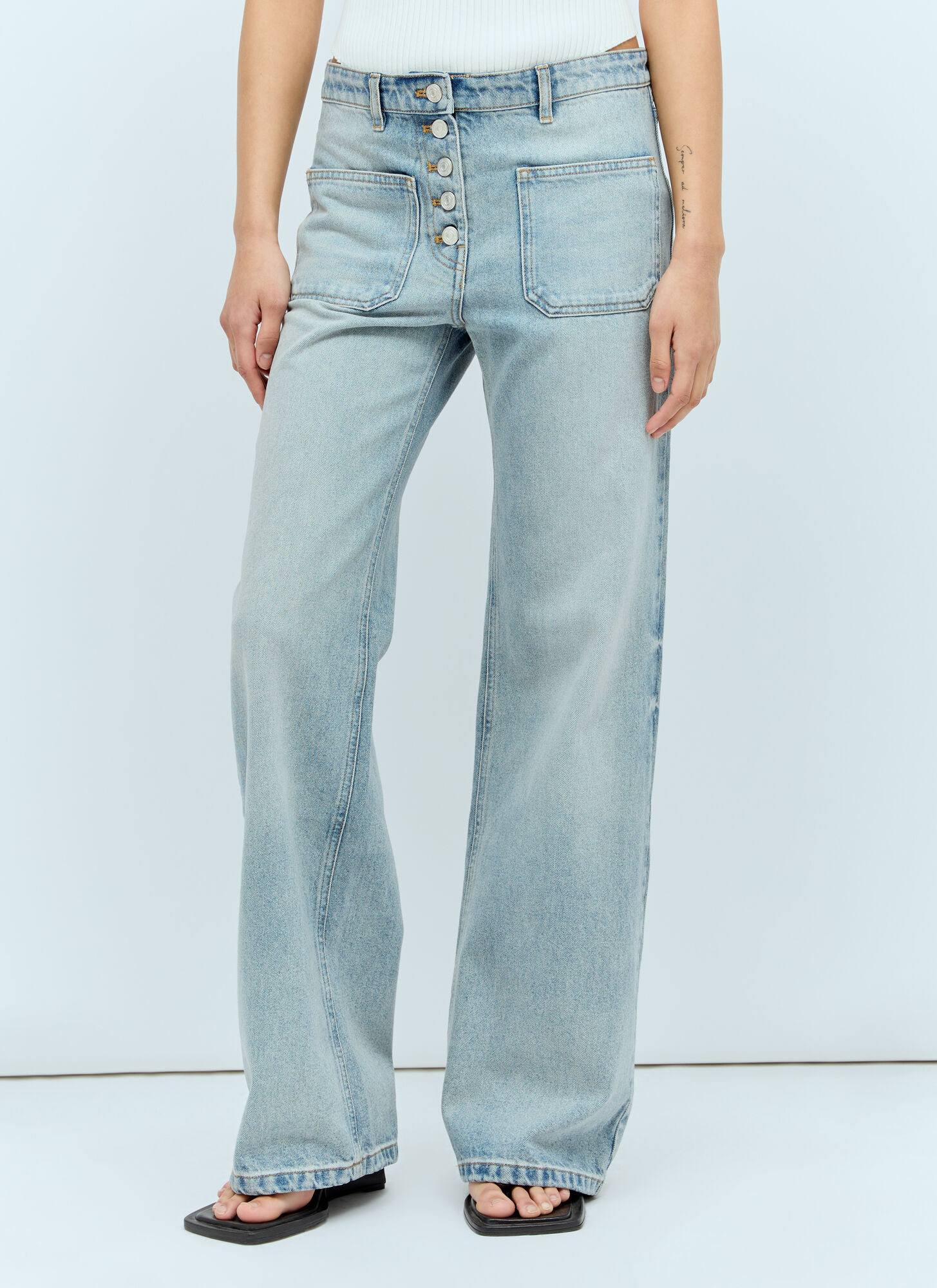 Courrèges Light Blue Low-rise Bootcut Jeans In Blue