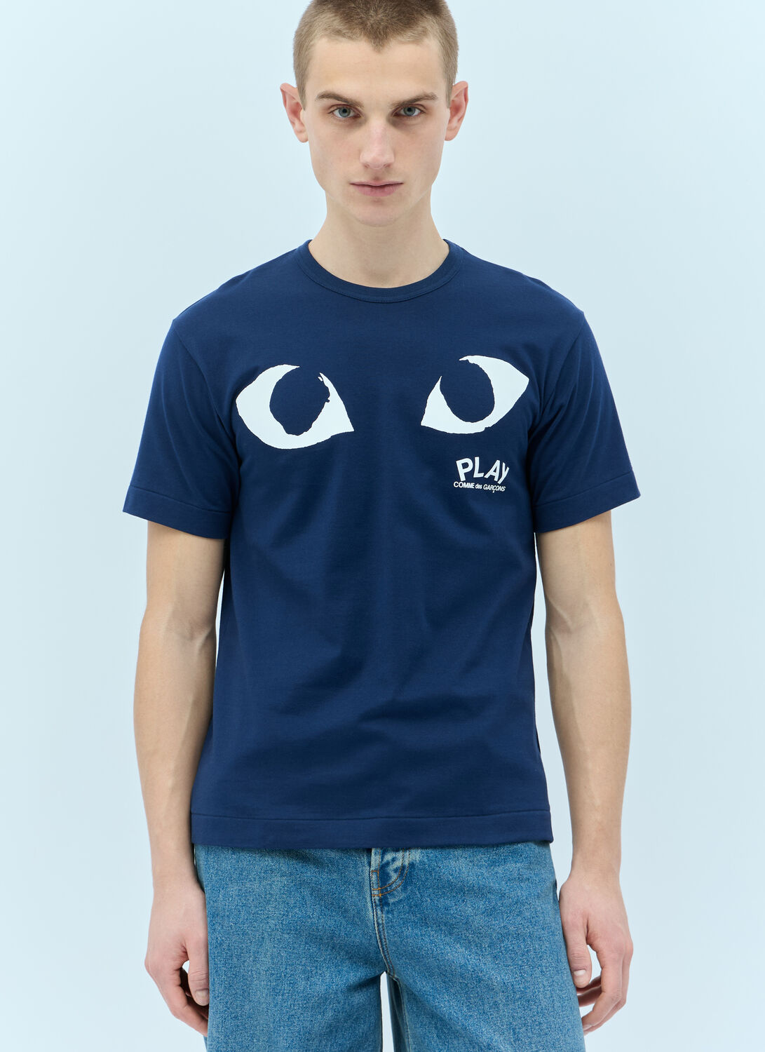 Comme Des Garçons Play Eyes T-shirt In Blue