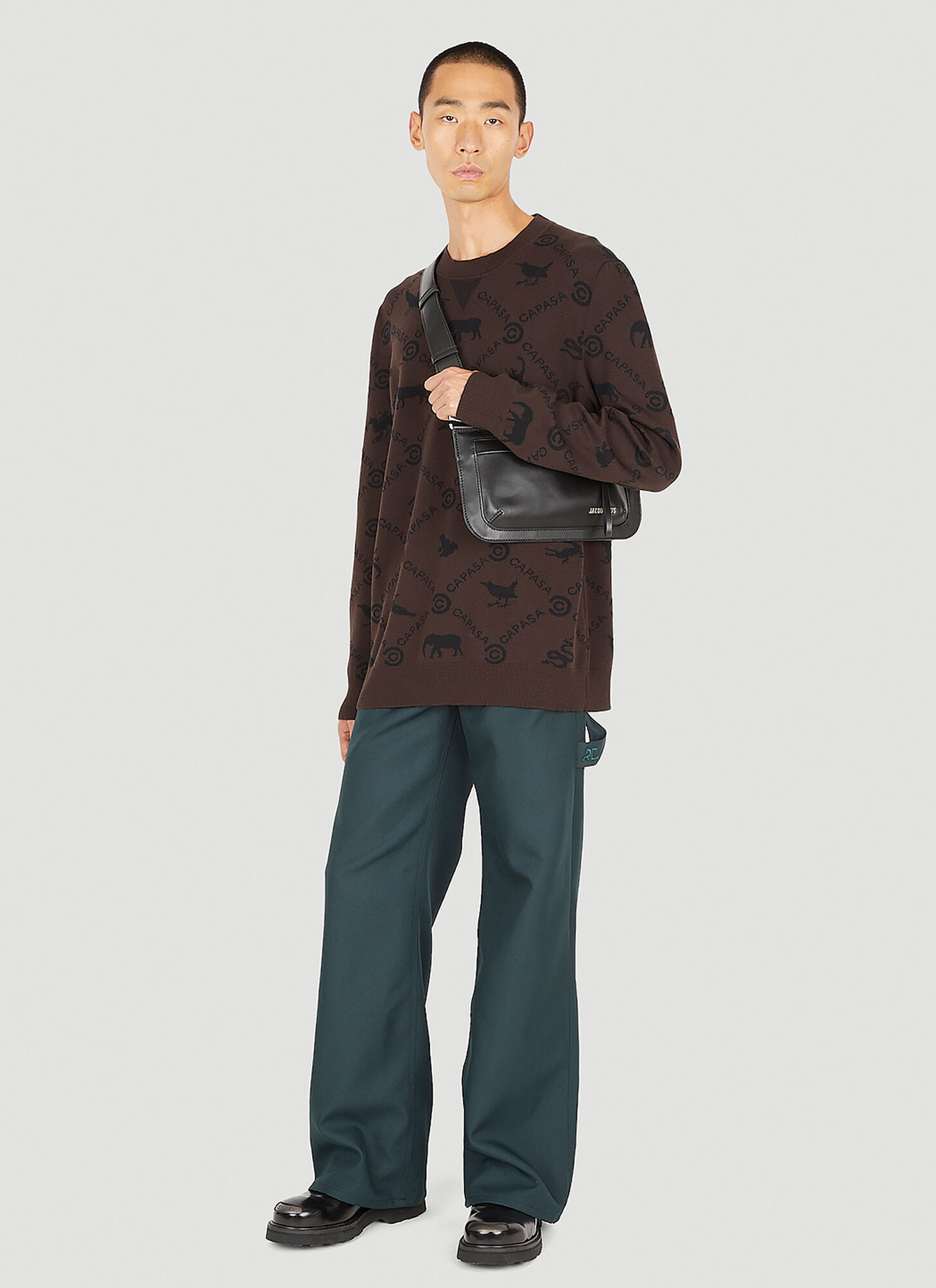  Capasa Milano Capasa Milano Jacquard Logo Sweater - Mann Strick Brown L 
