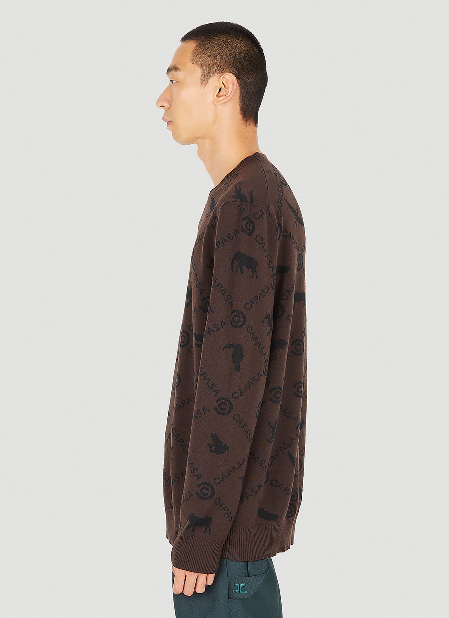  Capasa Milano Capasa Milano Jacquard Logo Sweater - Mann Strick Brown L 