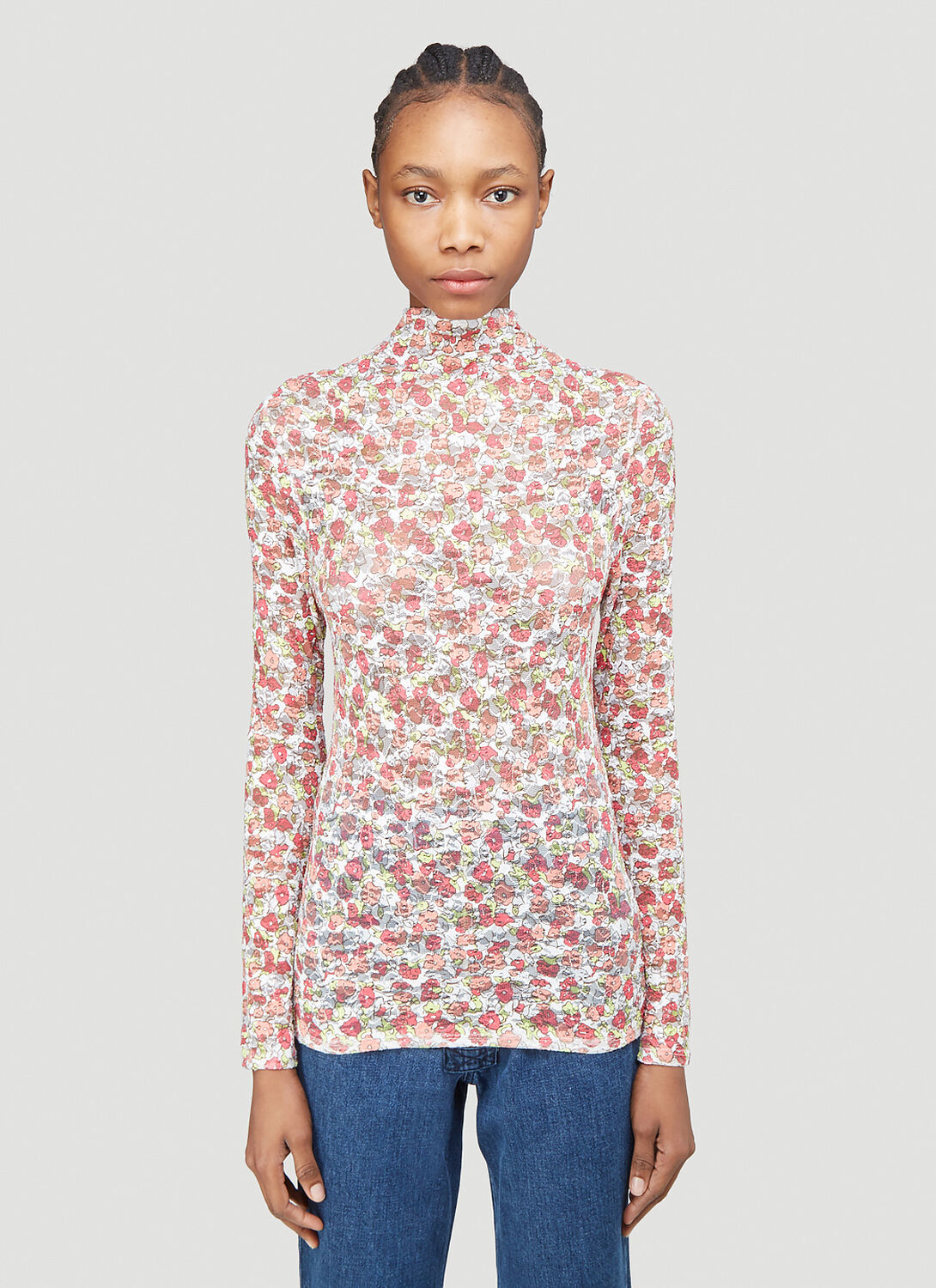 Collina Strada Cardio Nova Floral Lace Top - Woman Tops Red S