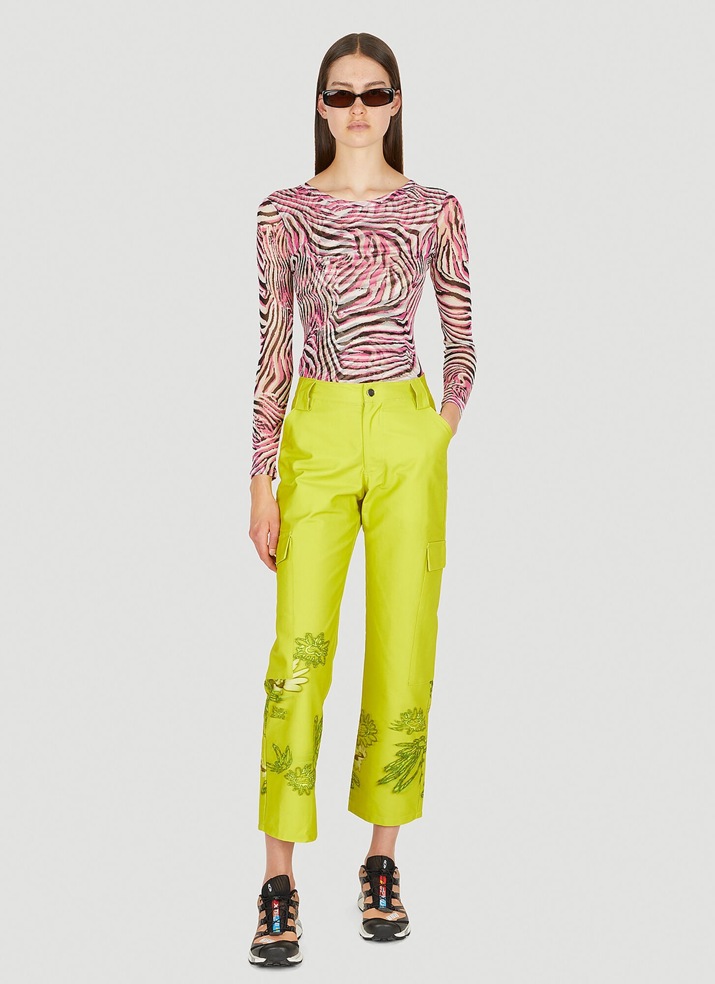  Collina Strada Collina Strada Cardio Animal Print Crewneck Top - Frau Tops Pink L 