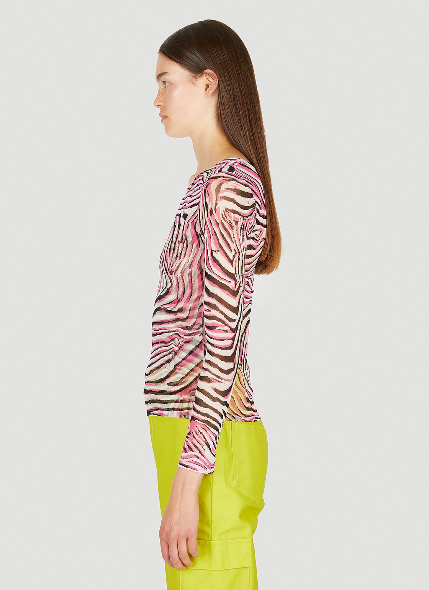  Collina Strada Collina Strada Cardio Animal Print Crewneck Top - Frau Tops Pink L 