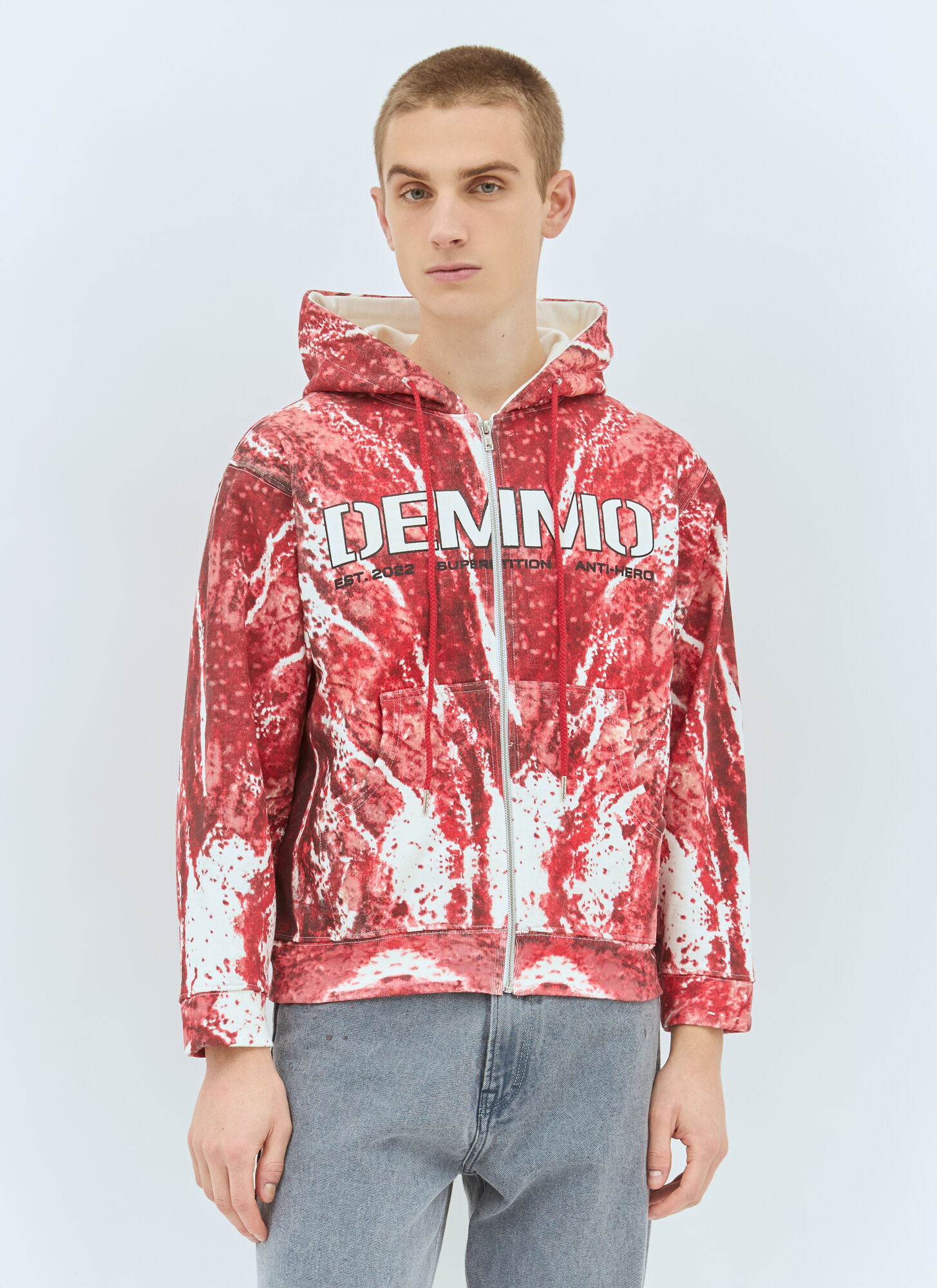Demmo Printed Hooded Sweatshirt In Red