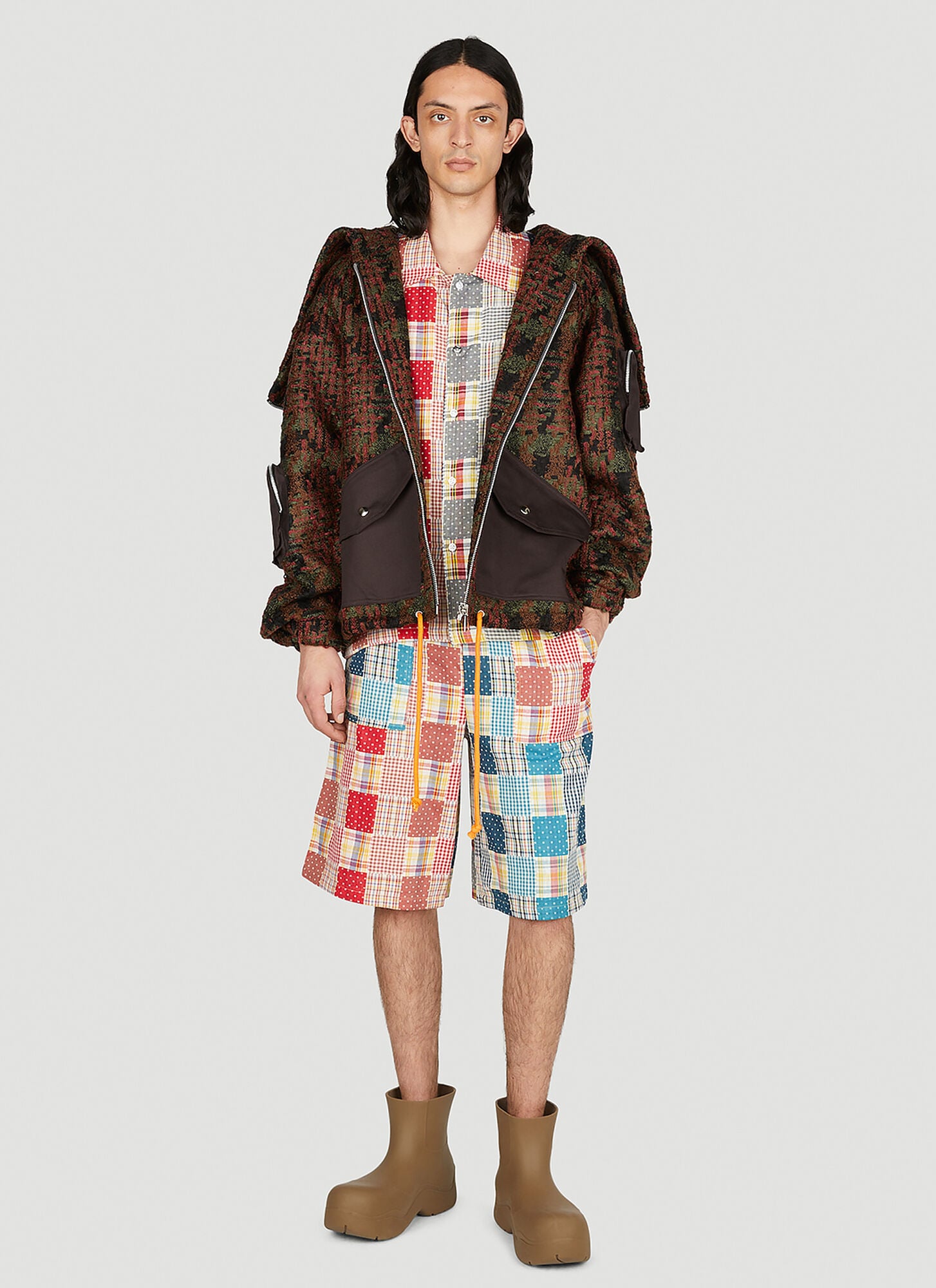 (di)vision (di)vision Patchwork Check Shirt - Mann Hemden Red M 