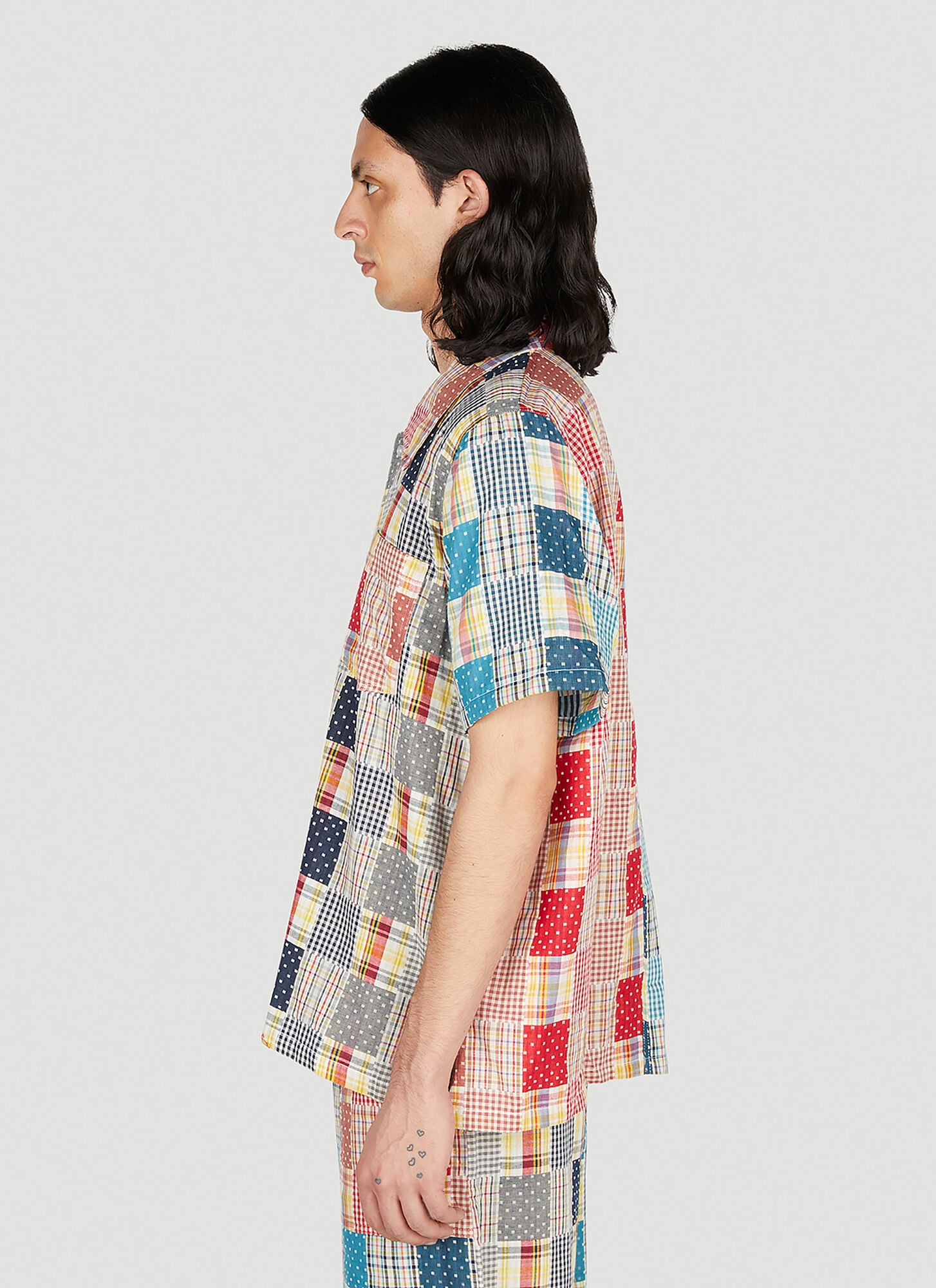  (di)vision (di)vision Patchwork Check Shirt - Mann Hemden Red M 