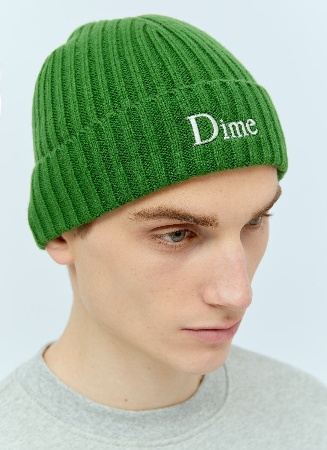 Shop Dime Classic Fold Beanie Hat In Green