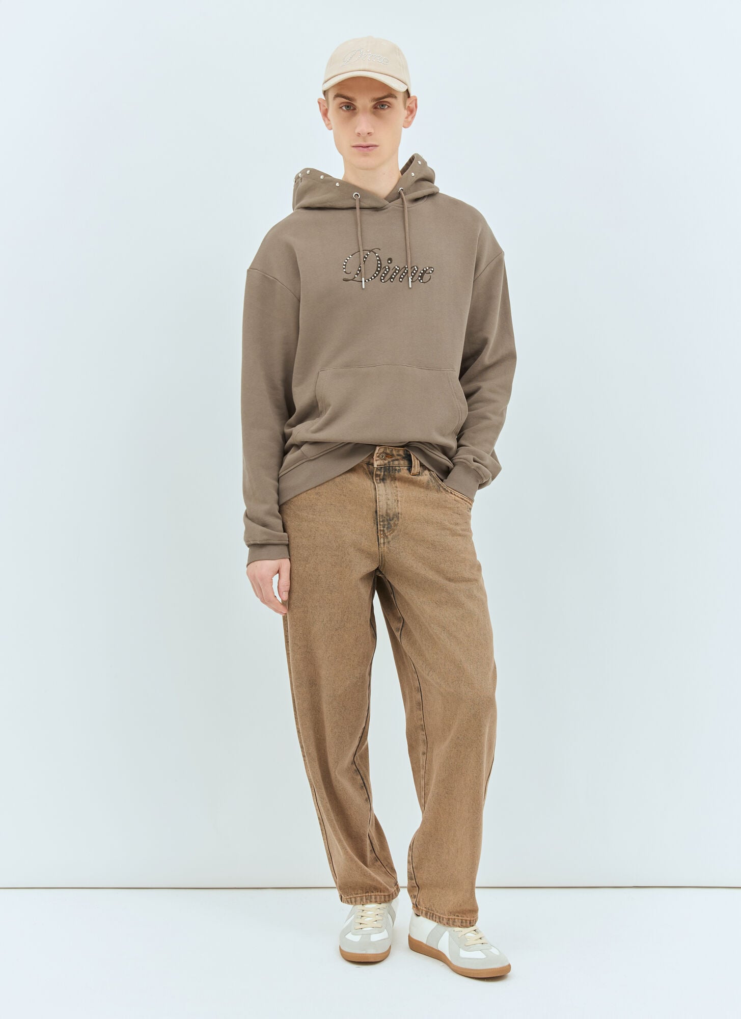  Dime Dime Cursive French Hooded Sweatshirt - Mann Sweatshirts Brown Xl 