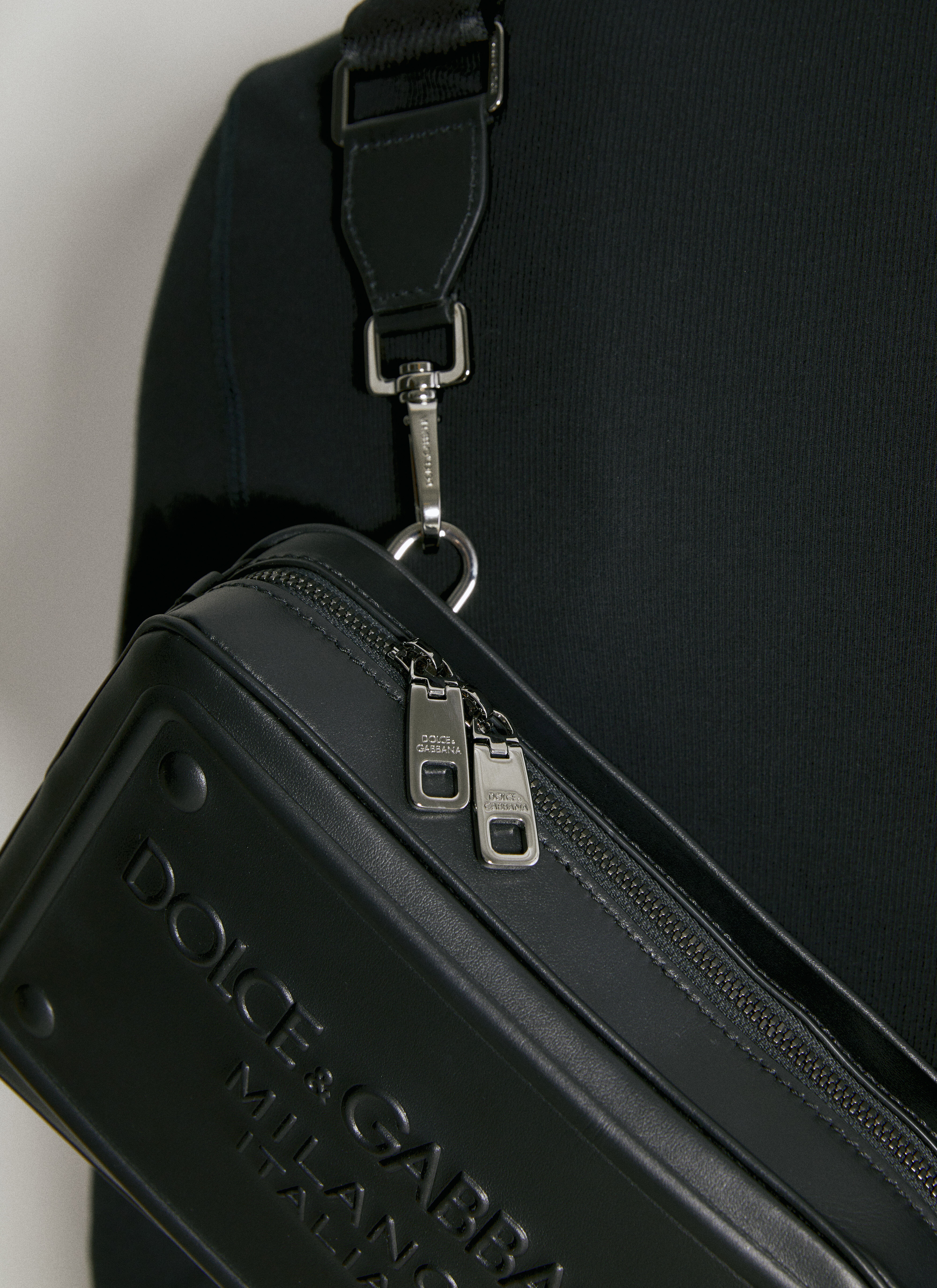 Dolce & Gabbana Embossed Logo Leather Crossbody Bag