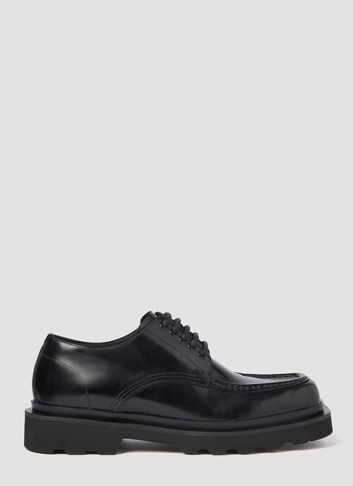 Dolce & Gabbana Men's Black Brushed Leather Derby Shoes - Man Lace Ups Eu - 41