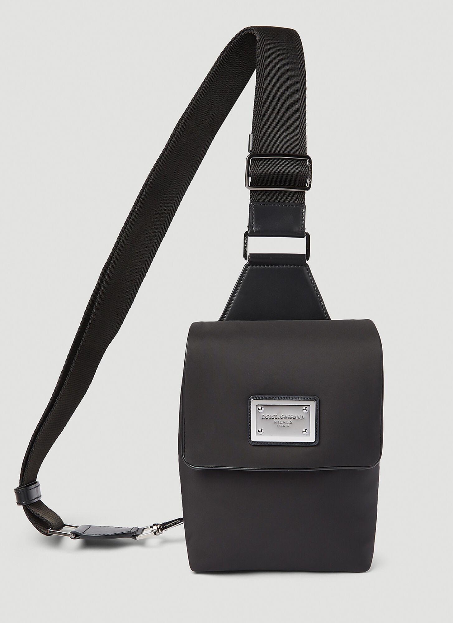 Dolce & Gabbana Men's Black Logo Plaque Nylon Belt Bag - Man Belt Bags One Size