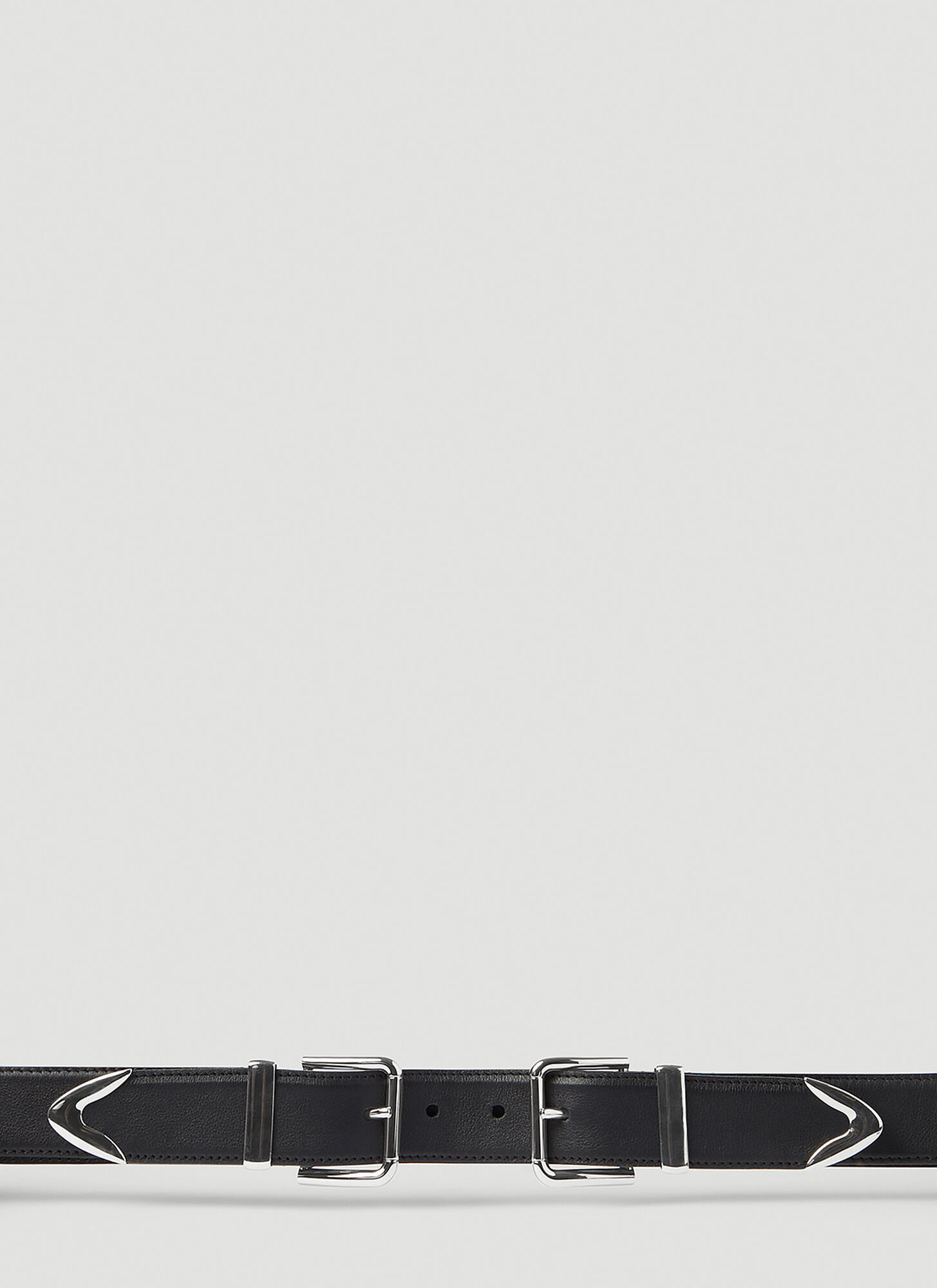 Dolce & Gabbana Men's Black Double Buckle Leather Belt - Man Belts 95