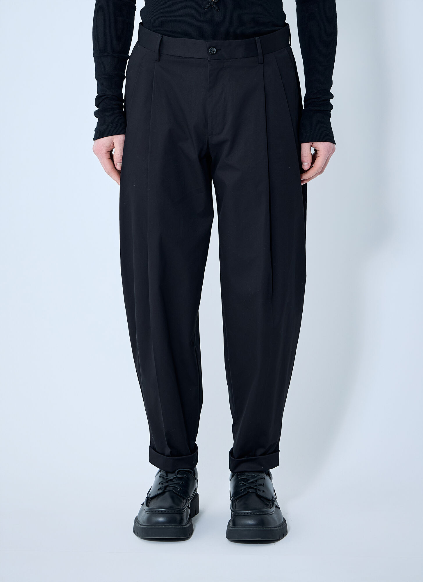 Dolce & Gabbana Men's Black Cotton Gabardine Pants - Man Pants Eu - 48