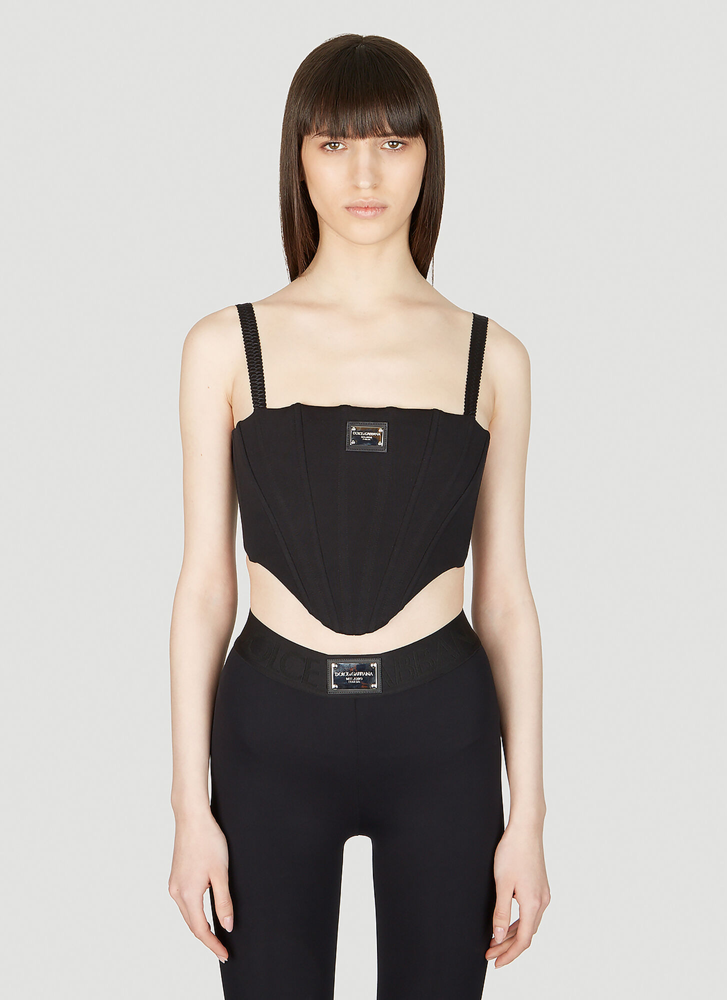 Dolce & Gabbana Logo Plaque Corset - Woman Tops Black It - 44
