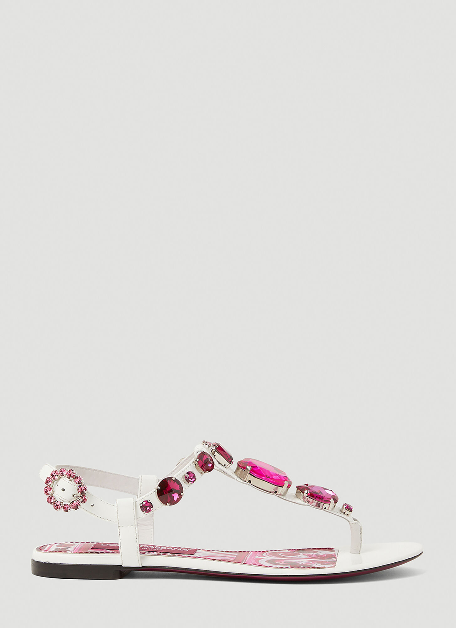 Dolce & Gabbana White Crystal Embellished Majolica Sandals - Frau Sandalen Eu - 39