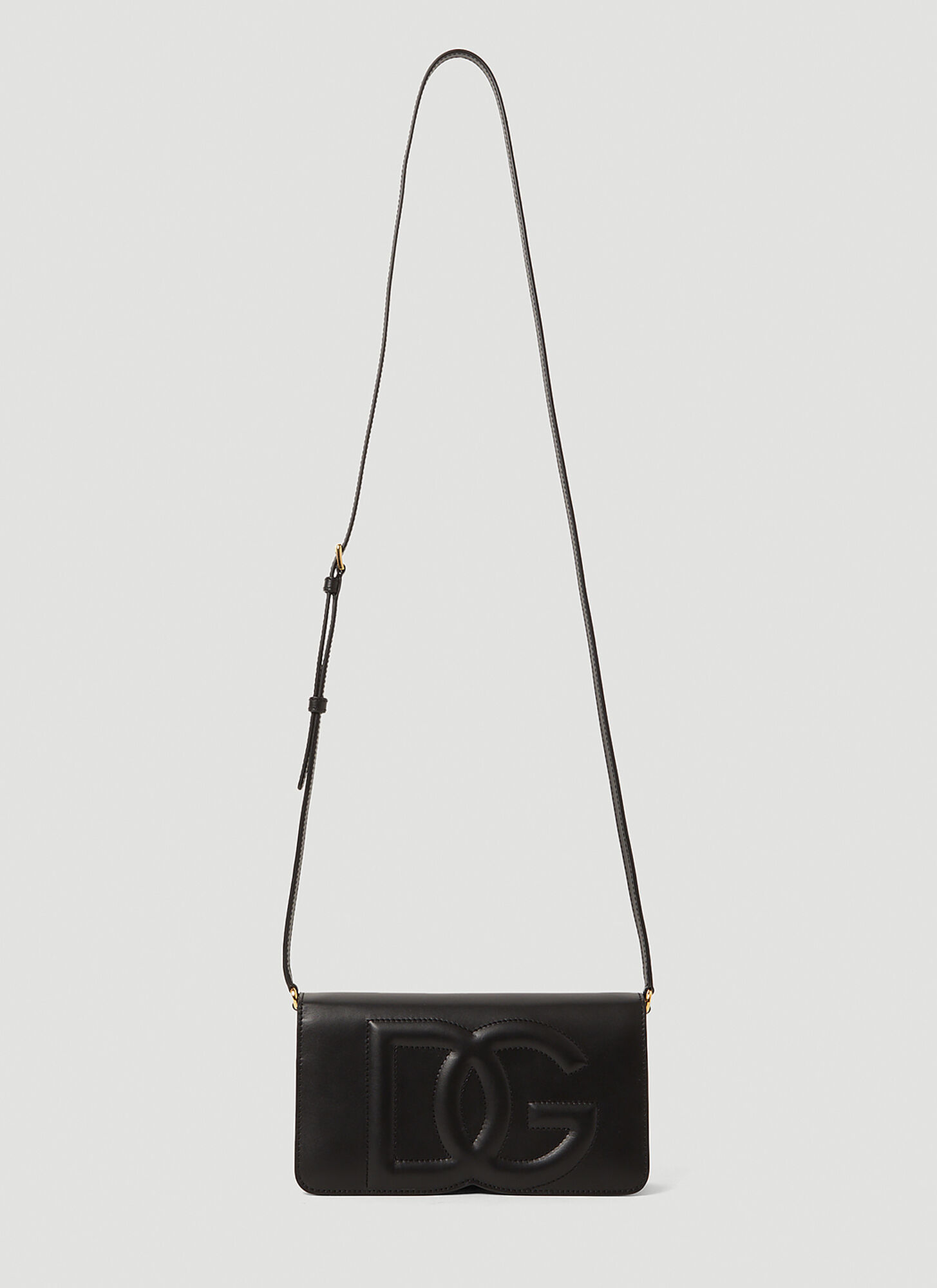 Dolce & Gabbana Logo Leather Phone Bag - Woman Shoulder Bags Black One Size