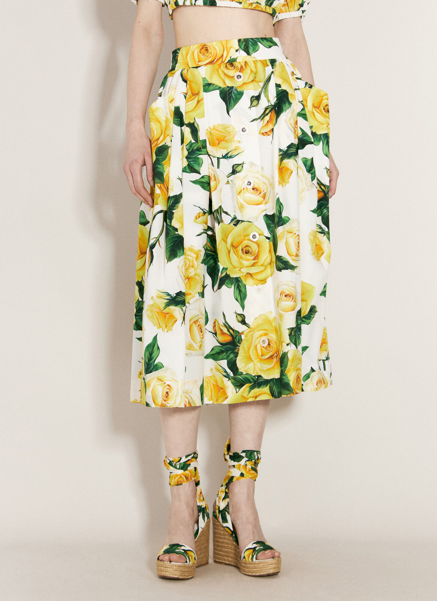Shop Dolce & Gabbana Circle Midi Skirt In Yellow