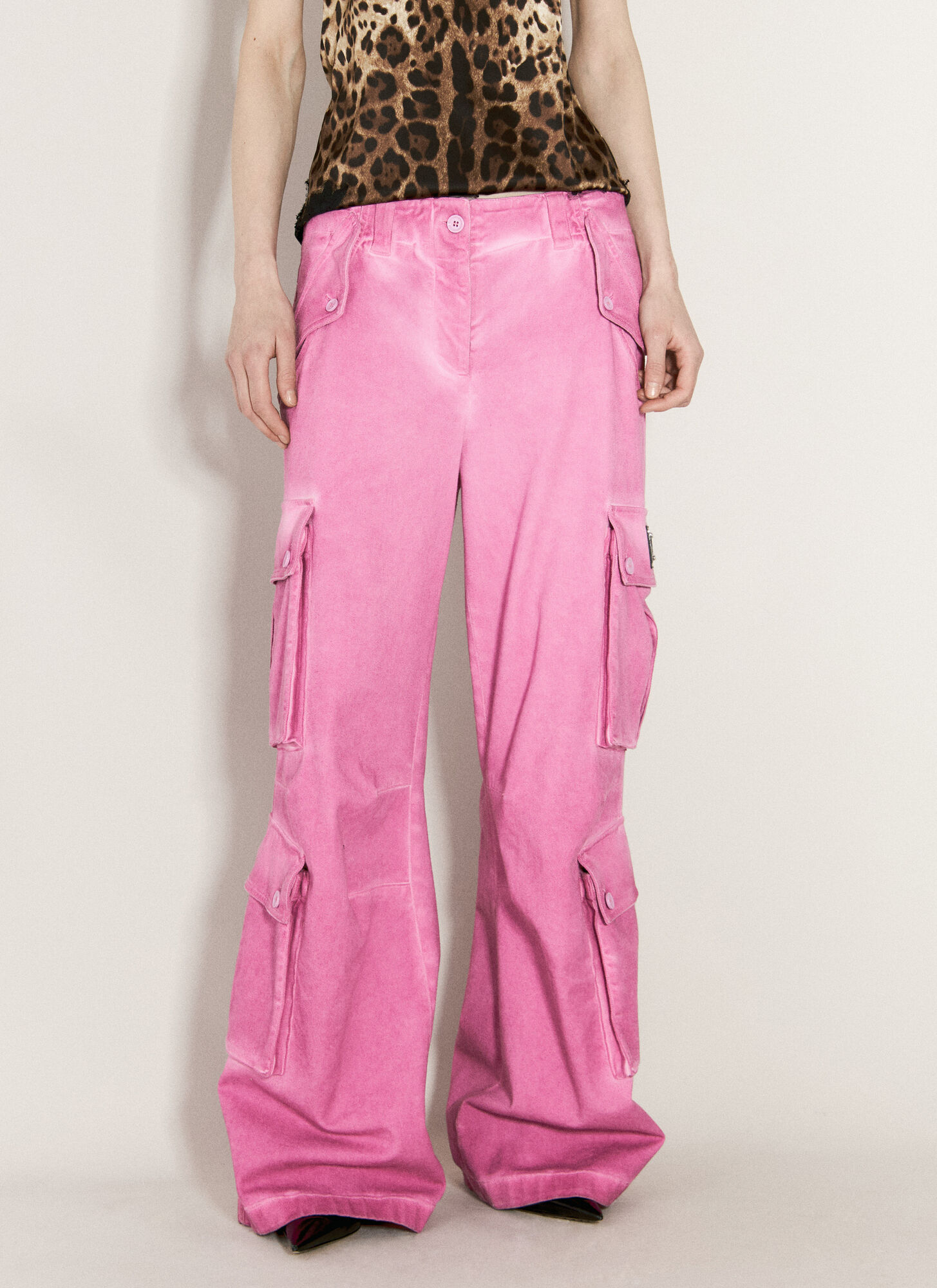 Dolce & Gabbana Cotton Cargo Pants In Pink