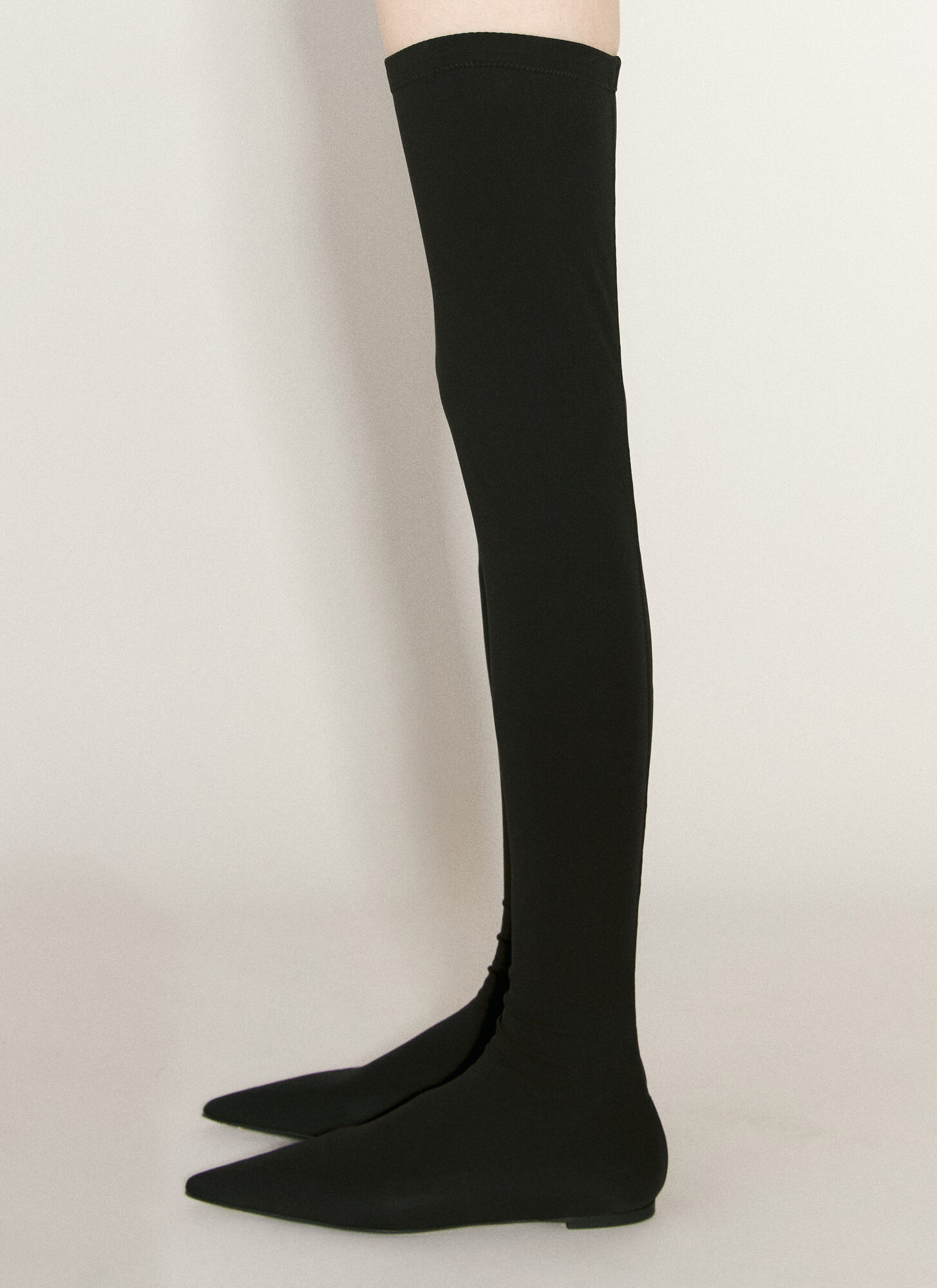 Shop Dolce & Gabbana Tigh-high Jersey Boots In Black